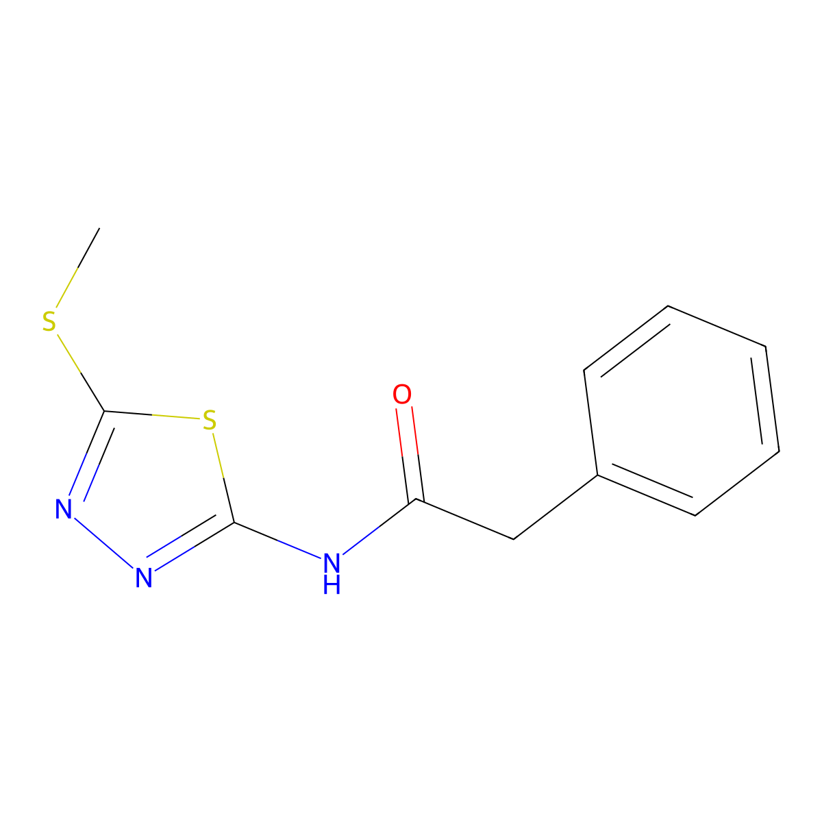 N-(5-(methylthio)-1,3,4-thiadiazol-2-yl)-2-phenylacetamide molecular structure, CAS 119371-56-1