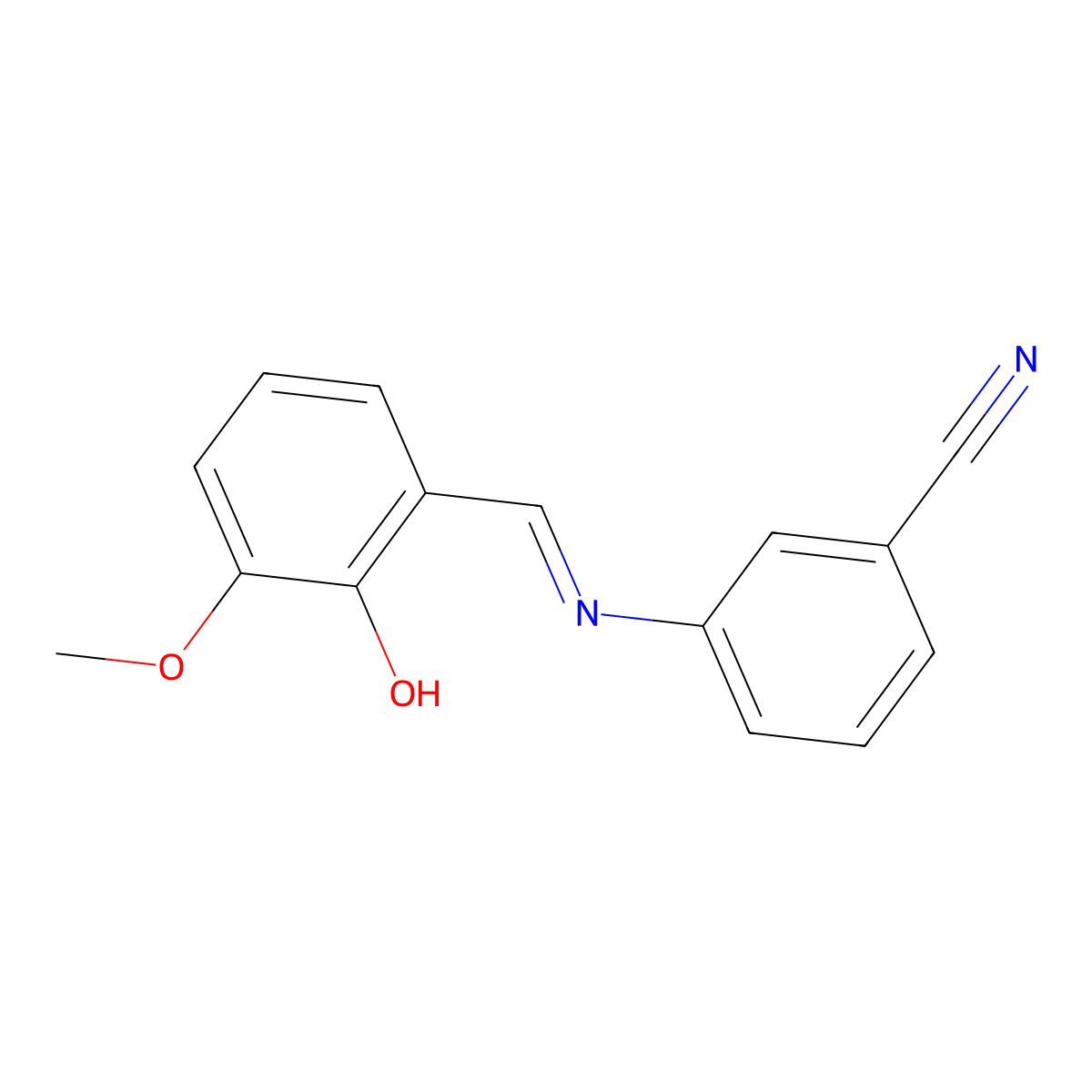 3-{[(1E)-(2-hydroxy-3-methoxyphenyl)methylene]amino}benzonitrile molecular structure, CAS 1193753-02-4