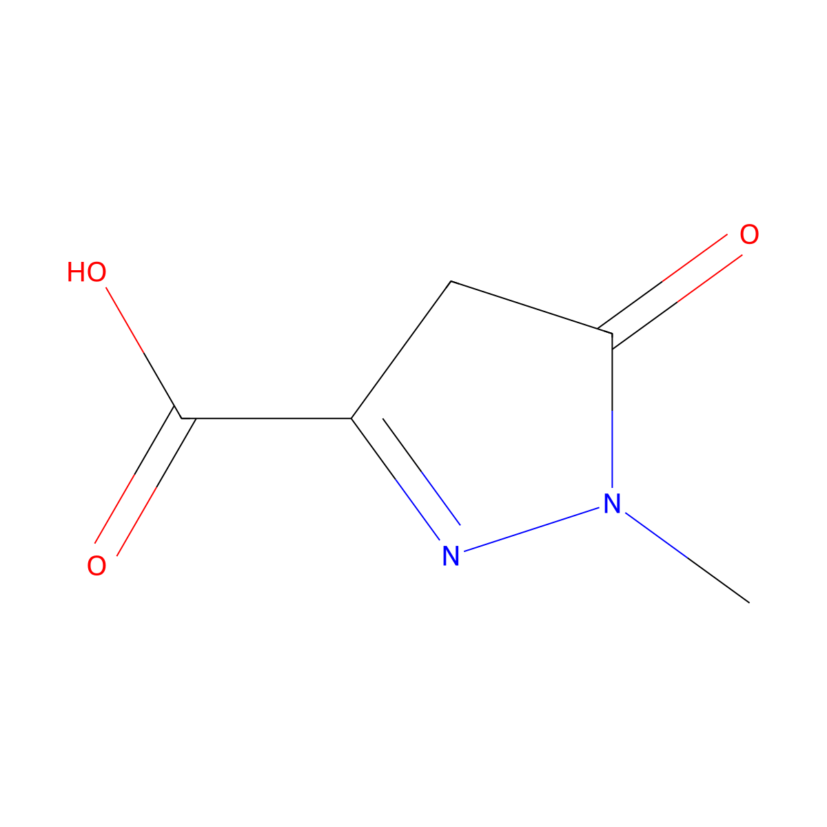 1-Methyl-5-oxo-4,5-dihydro-1H-pyrazole-3-carboxylic acid molecular structure, CAS 119376-60-2
