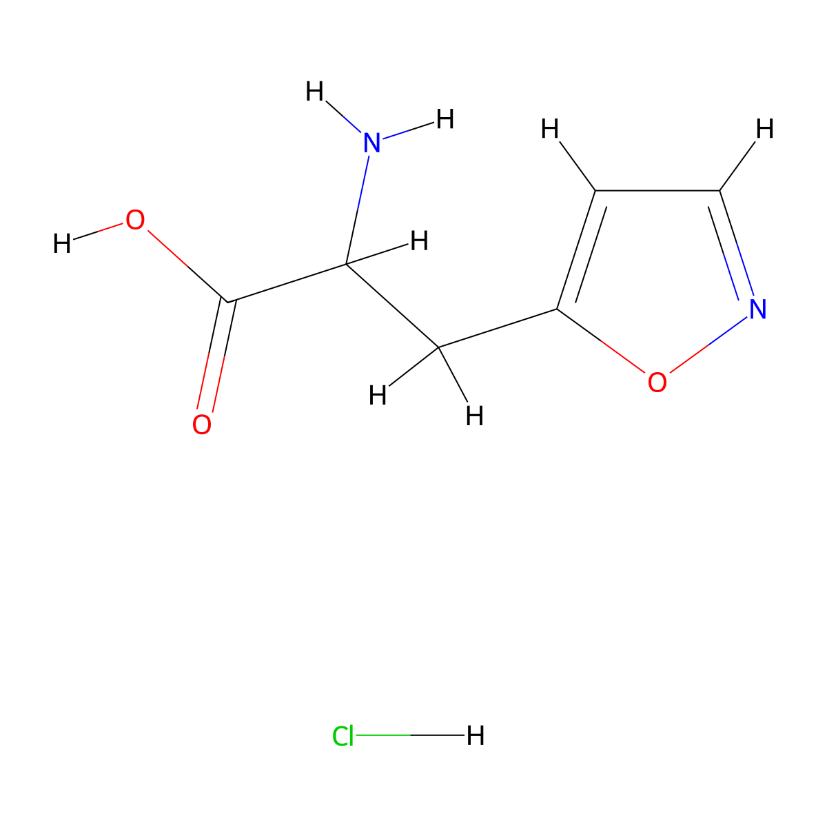 2-Amino-3-(1,2-oxazol-5-yl)propanoic acid hydrochloride molecular structure, CAS 119377-30-9