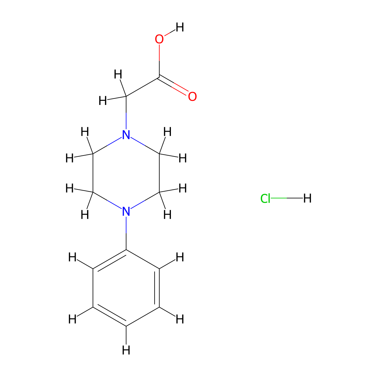 (4-Phenylpiperazin-1-yl)acetic acid--hydrogen chloride (1/1) molecular structure, CAS 119378-70-0