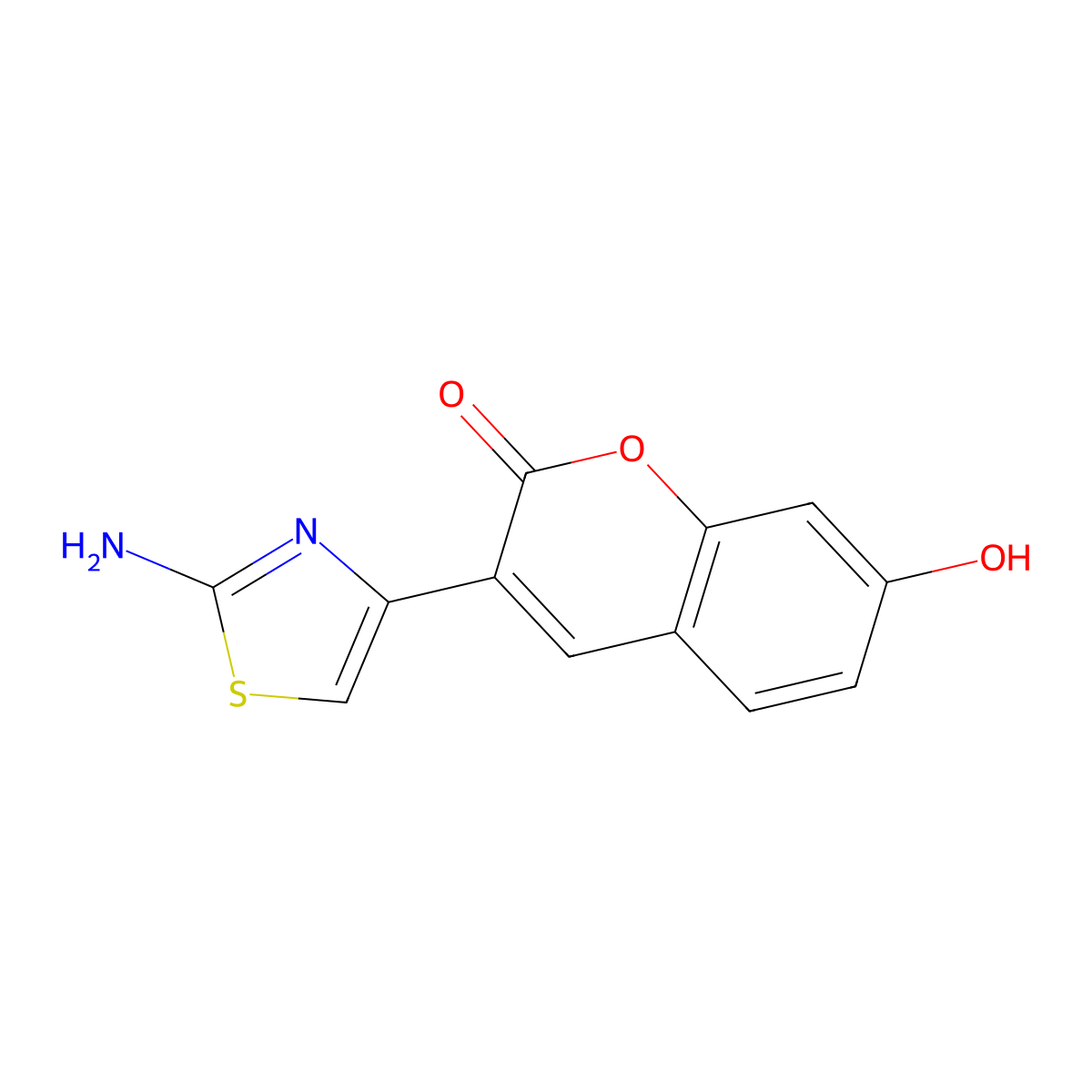 3-(2-aminothiazol-4-yl)-7-hydroxy-2H-chromen-2-one molecular structure, CAS 119385-97-6
