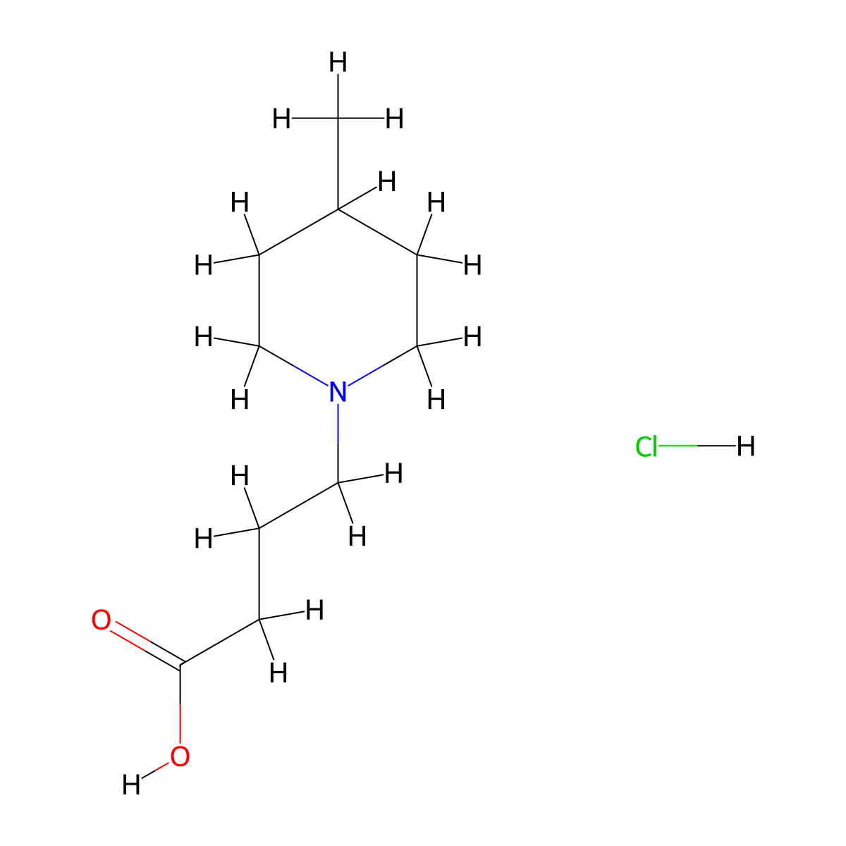 4-(4-Methylpiperidin-1-yl)butanoic acid hydrochloride molecular structure, CAS 119396-84-8