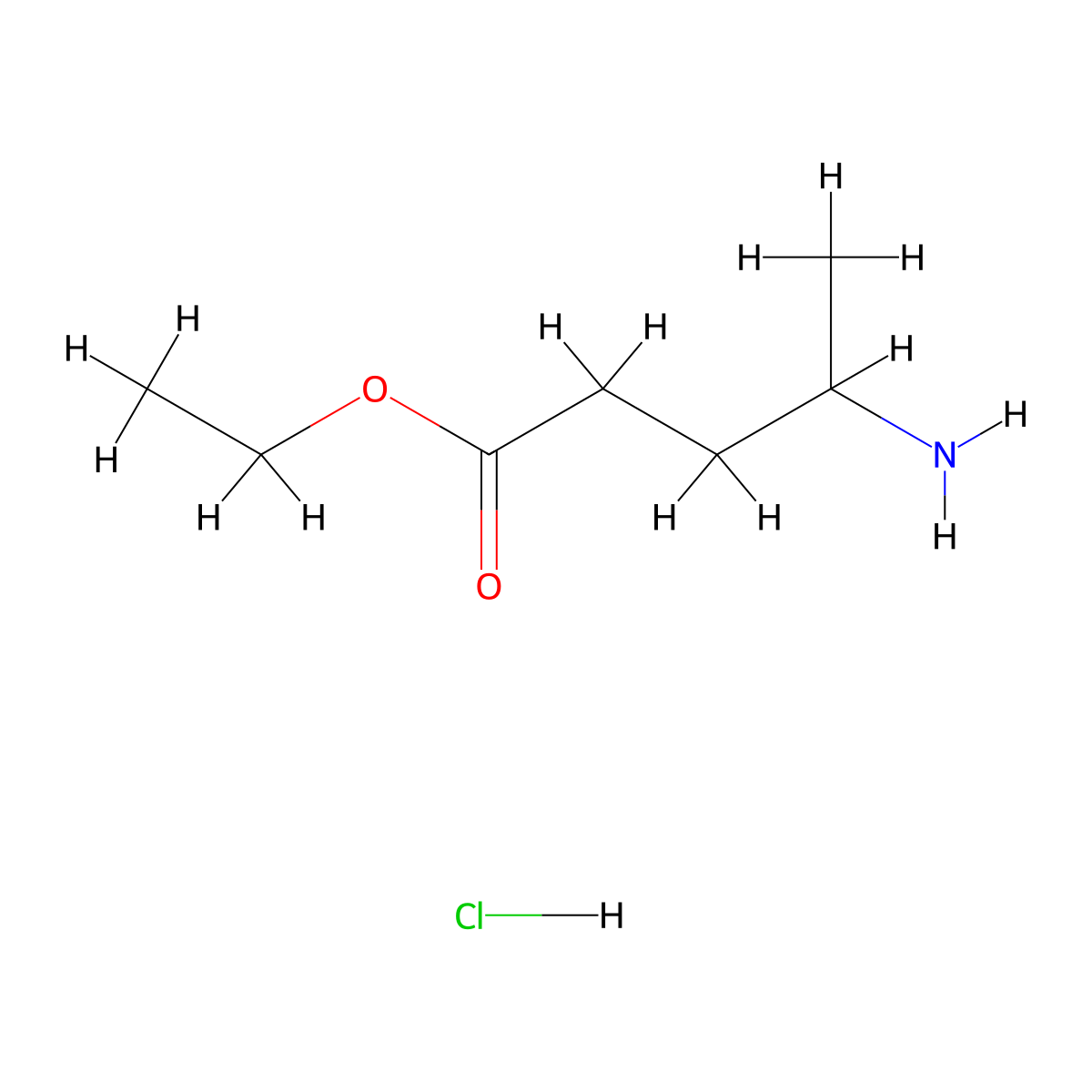 Ethyl 4-aminopentanoate hydrochloride molecular structure, CAS 119396-97-3