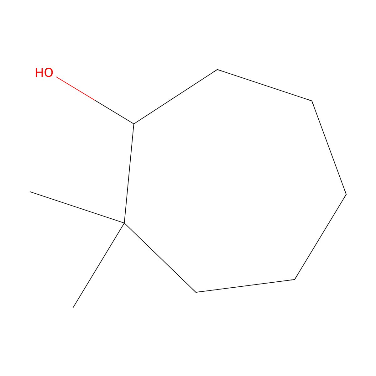 2,2-Dimethylcycloheptan-1-ol molecular structure, CAS 1194-32-7