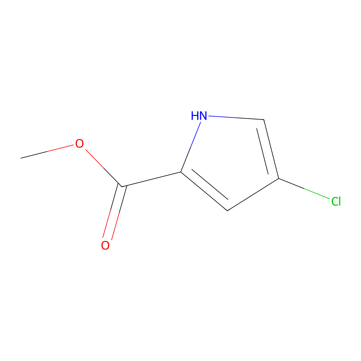 Methyl 4-chloro-1H-pyrrole-2-carboxylate molecular structure, CAS 1194-96-3