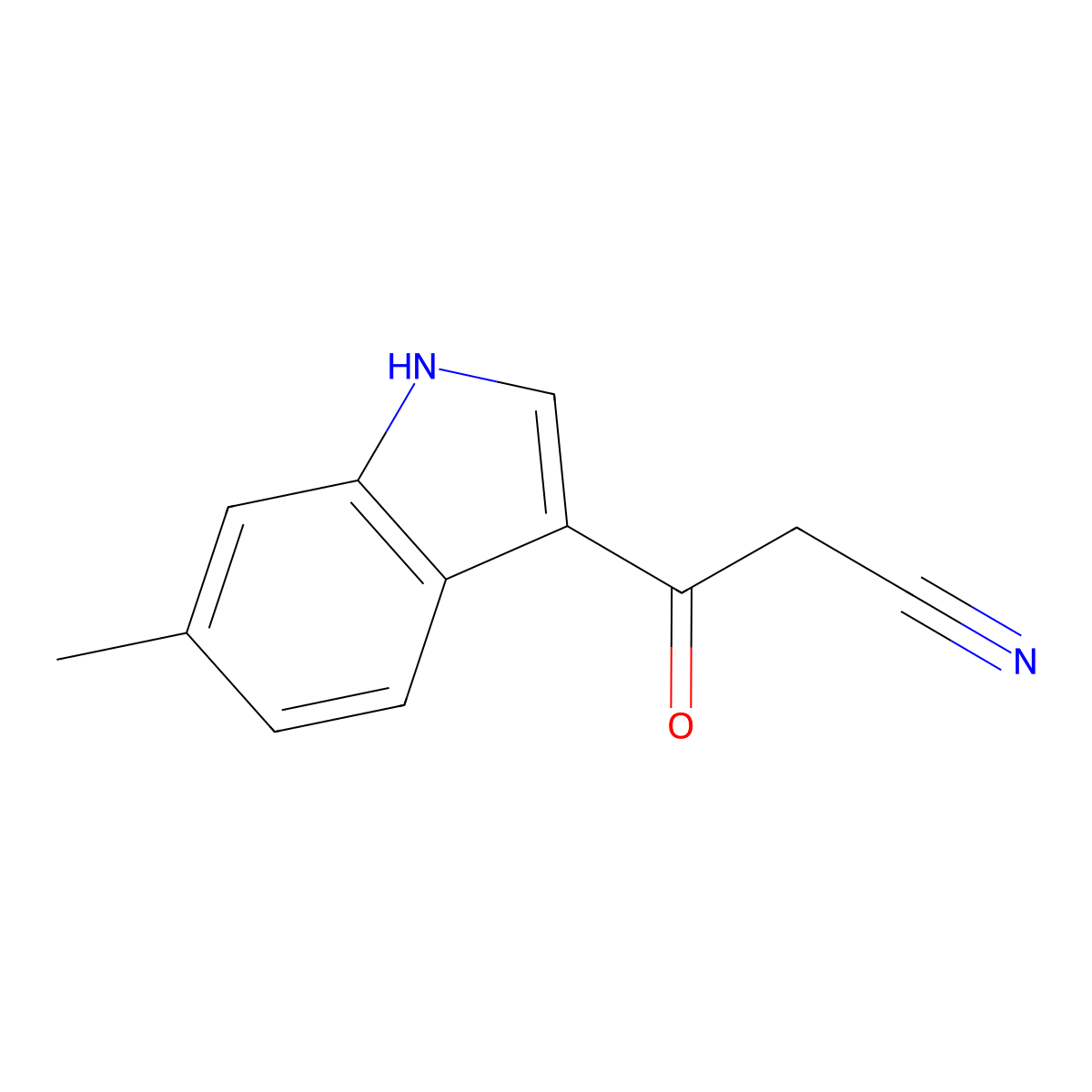 3-(6-methyl-1H-indol-3-yl)-3-oxopropanenitrile molecular structure, CAS 1194024-40-2