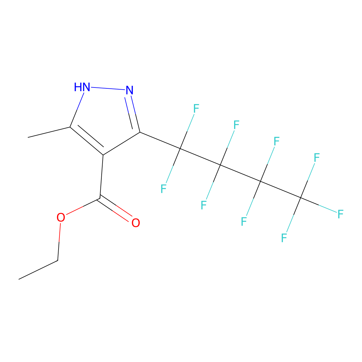 Ethyl 3-methyl-5-(nonafluorobutyl)-1H-pyrazole-4-carboxylate molecular structure, CAS 119403-58-6