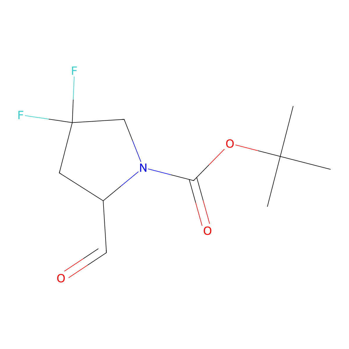 1,1-Dimethylethyl (2S)-4,4-difluoro-2-formyl-1-pyrrolidinecarboxylate molecular structure, CAS 1194032-45-5