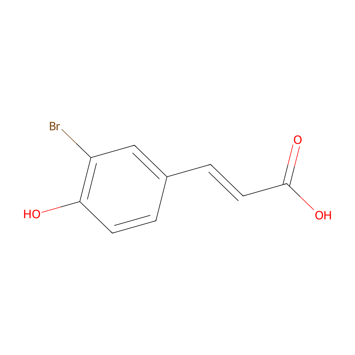 3-(3-Bromo-4-hydroxyphenyl)prop-2-enoic acid molecular structure, CAS 119405-32-2