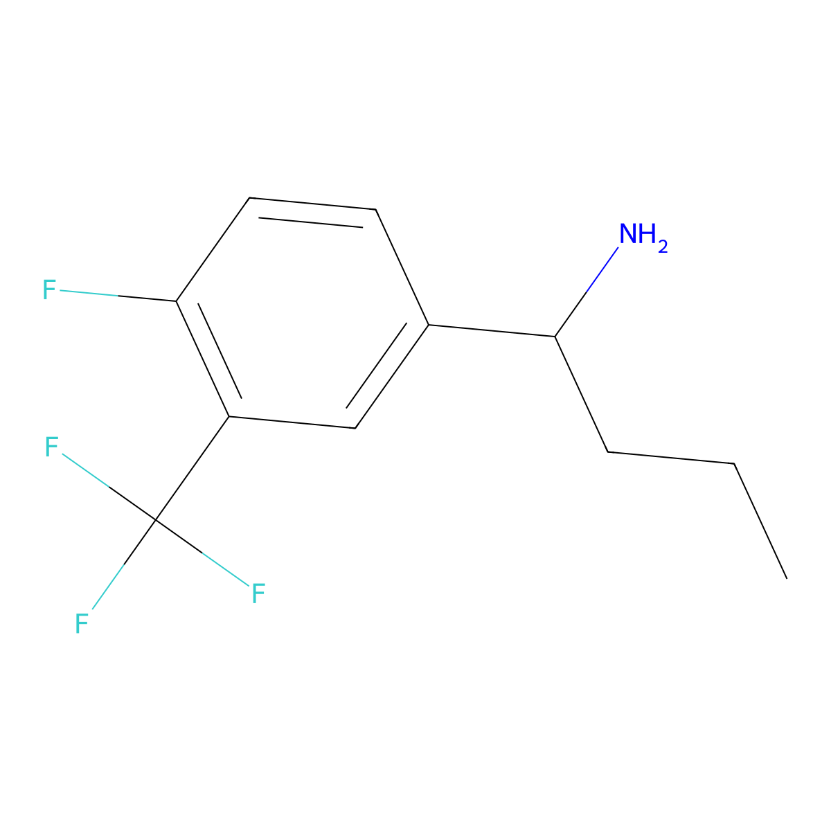 (S)-1-(4-Fluoro-3-(trifluoromethyl)phenyl)butan-1-amine molecular structure, CAS 1194055-90-7