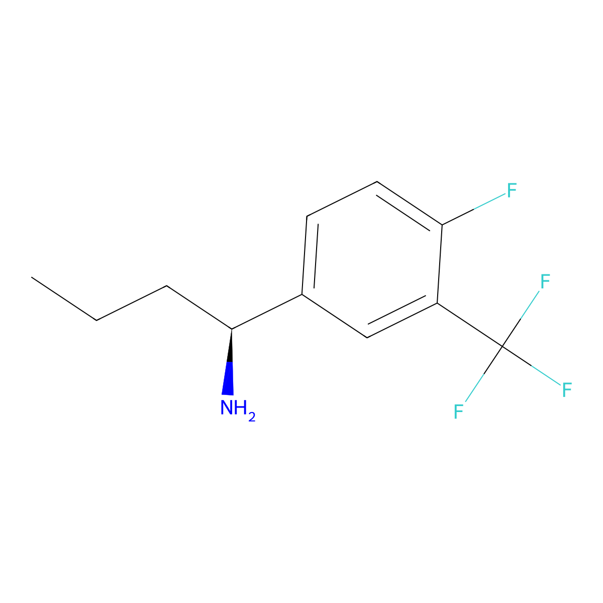(S)-1-(4-Fluoro-3-(trifluoromethyl)phenyl)butan-1-amine molecular structure, CAS 1194055-90-7