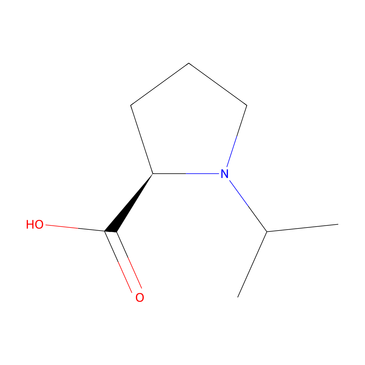 (2R)-1-(propan-2-yl)pyrrolidine-2-carboxylic acid molecular structure, CAS 1194096-60-0