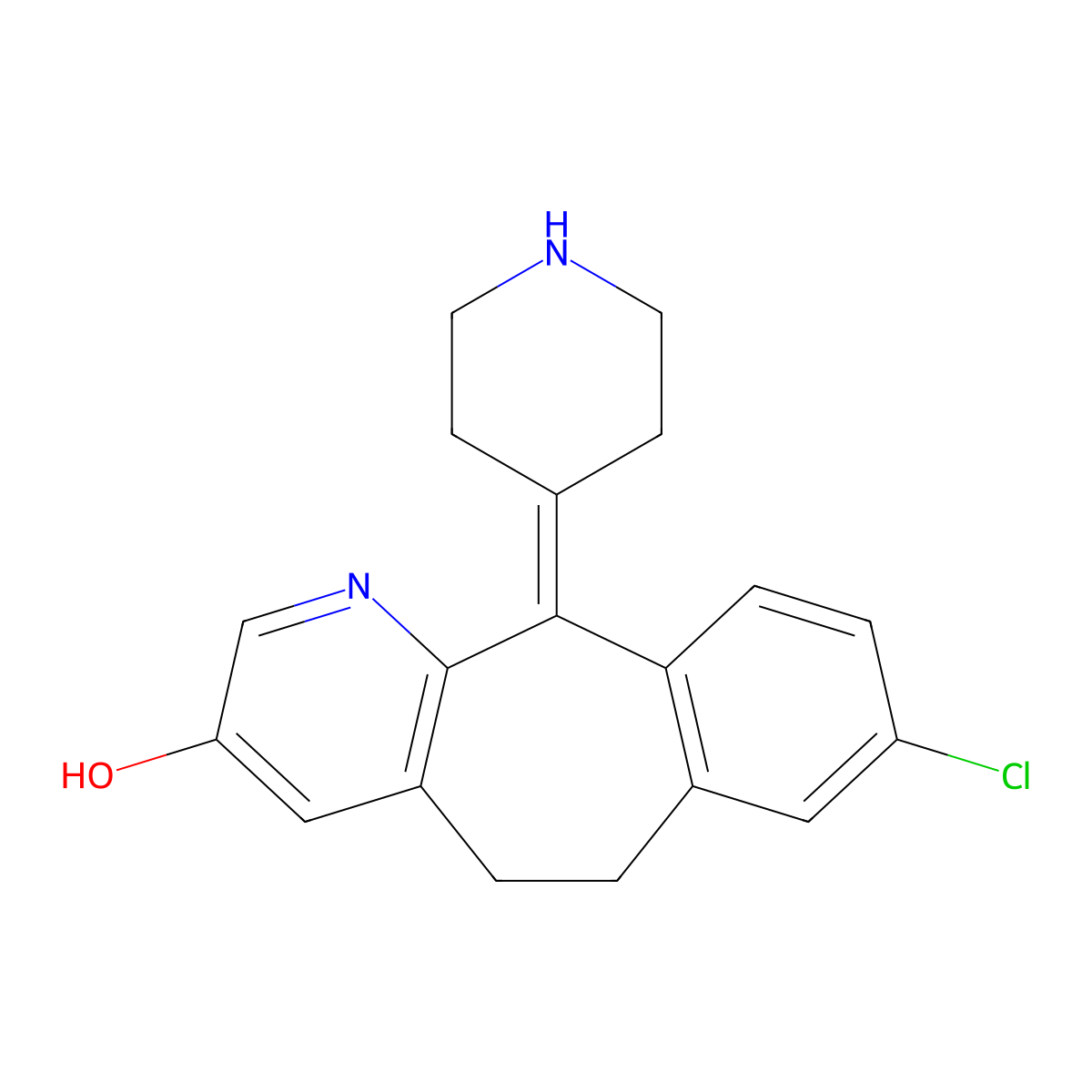 3-Hydroxydesloratadine molecular structure, CAS 119410-08-1