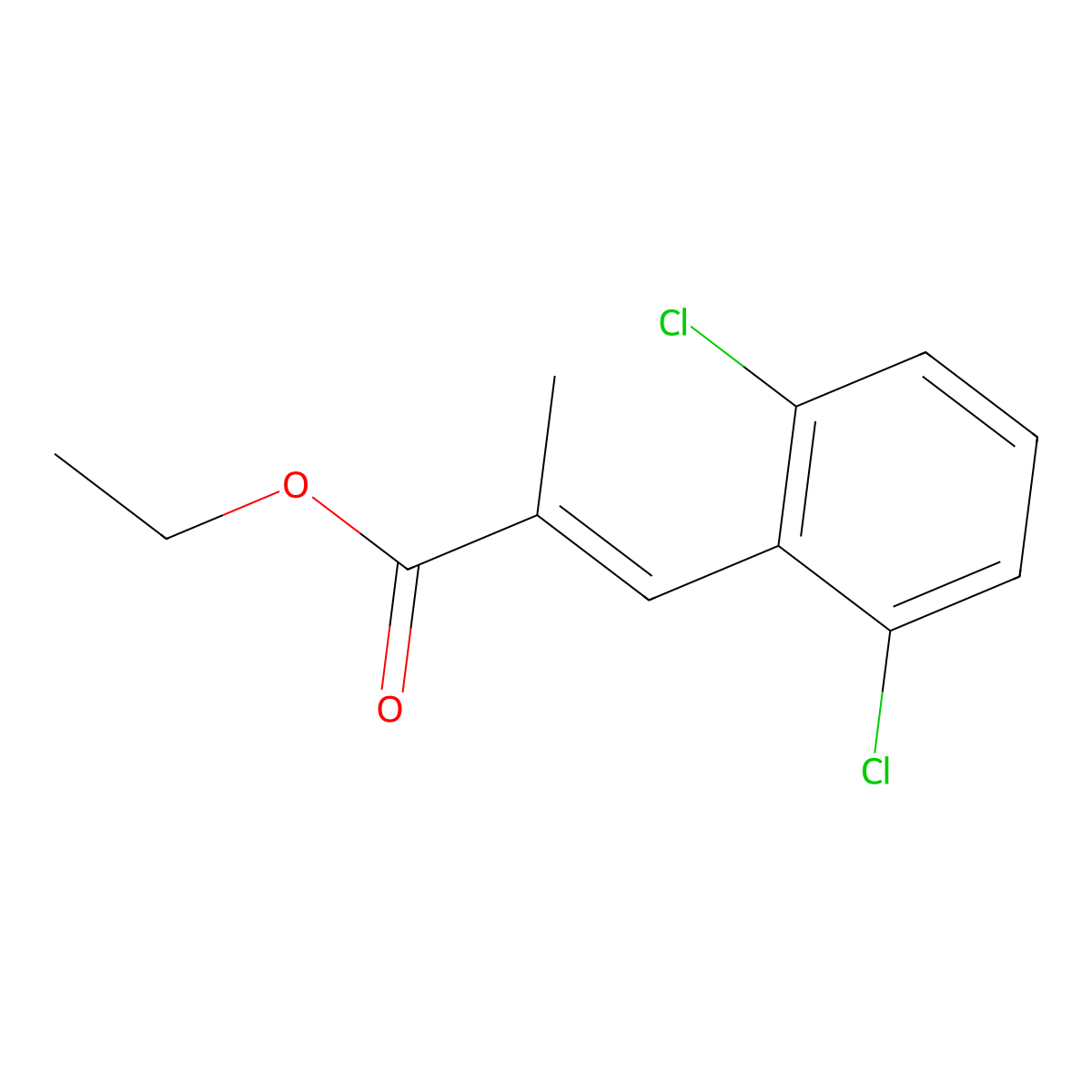 Ethyl 3-(2,6-dichlorophenyl)-2-methylprop-2-enoate molecular structure, CAS 119424-90-7