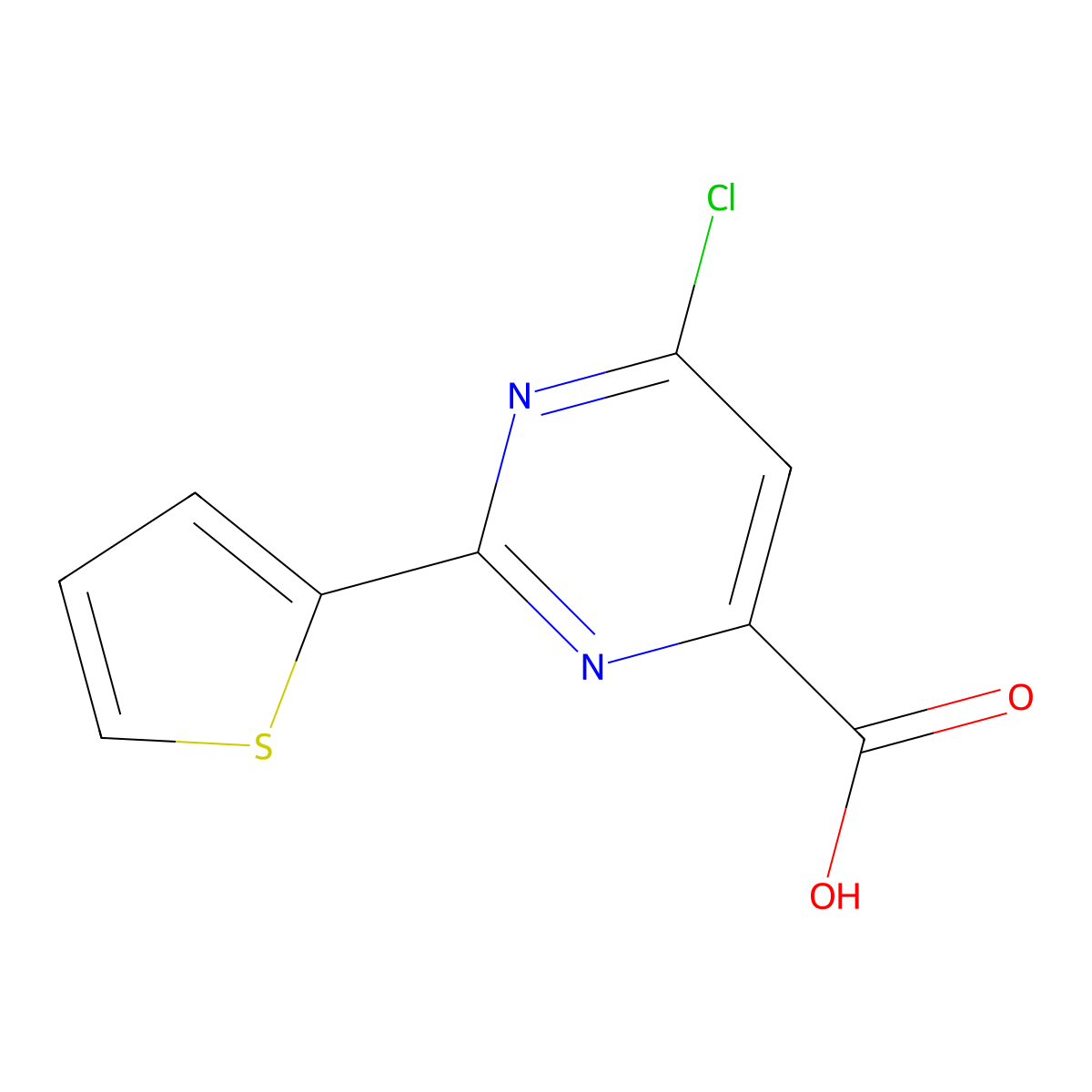 6-Chloro-2-(thiophen-2-YL)pyrimidine-4-carboxylic acid molecular structure, CAS 1194254-42-6
