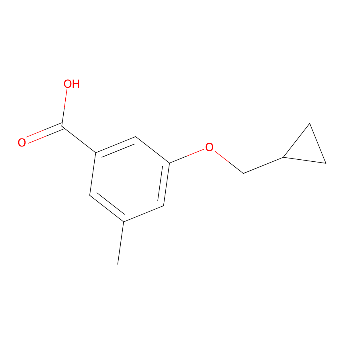 3-(Cyclopropylmethoxy)-5-methylbenzoic acid molecular structure, CAS 1194258-77-9