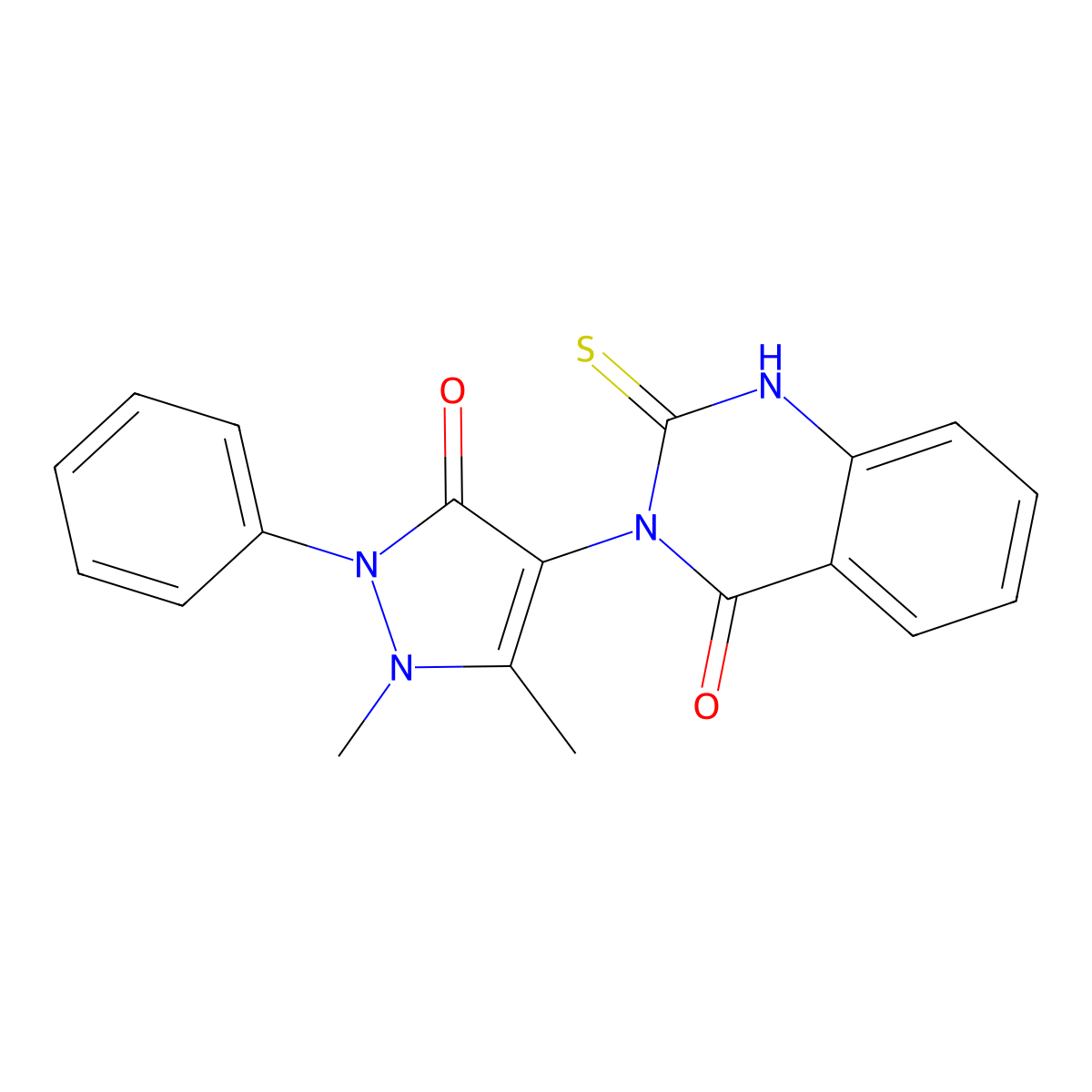 3-(1,5-dimethyl-3-oxo-2-phenyl-2,3-dihydro-1H-pyrazol-4-yl)-2-sulfanyl-3,4-dihydroquinazolin-4-one molecular structure, CAS 119426-88-9