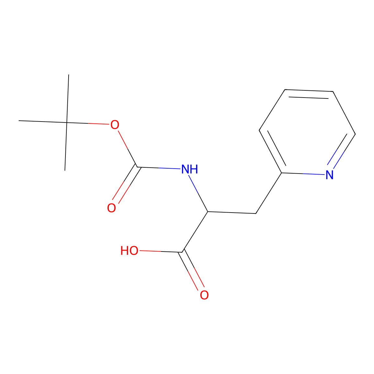 2-tert-Butoxycarbonylamino-3-pyridin-2-yl-propionic acid molecular structure, CAS 119434-71-8