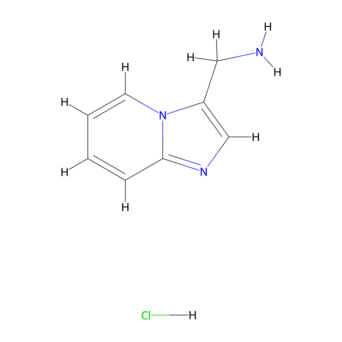 Imidazo[1,2-a]pyridin-3-ylmethanamine hydrochloride molecular structure, CAS 1194374-09-8