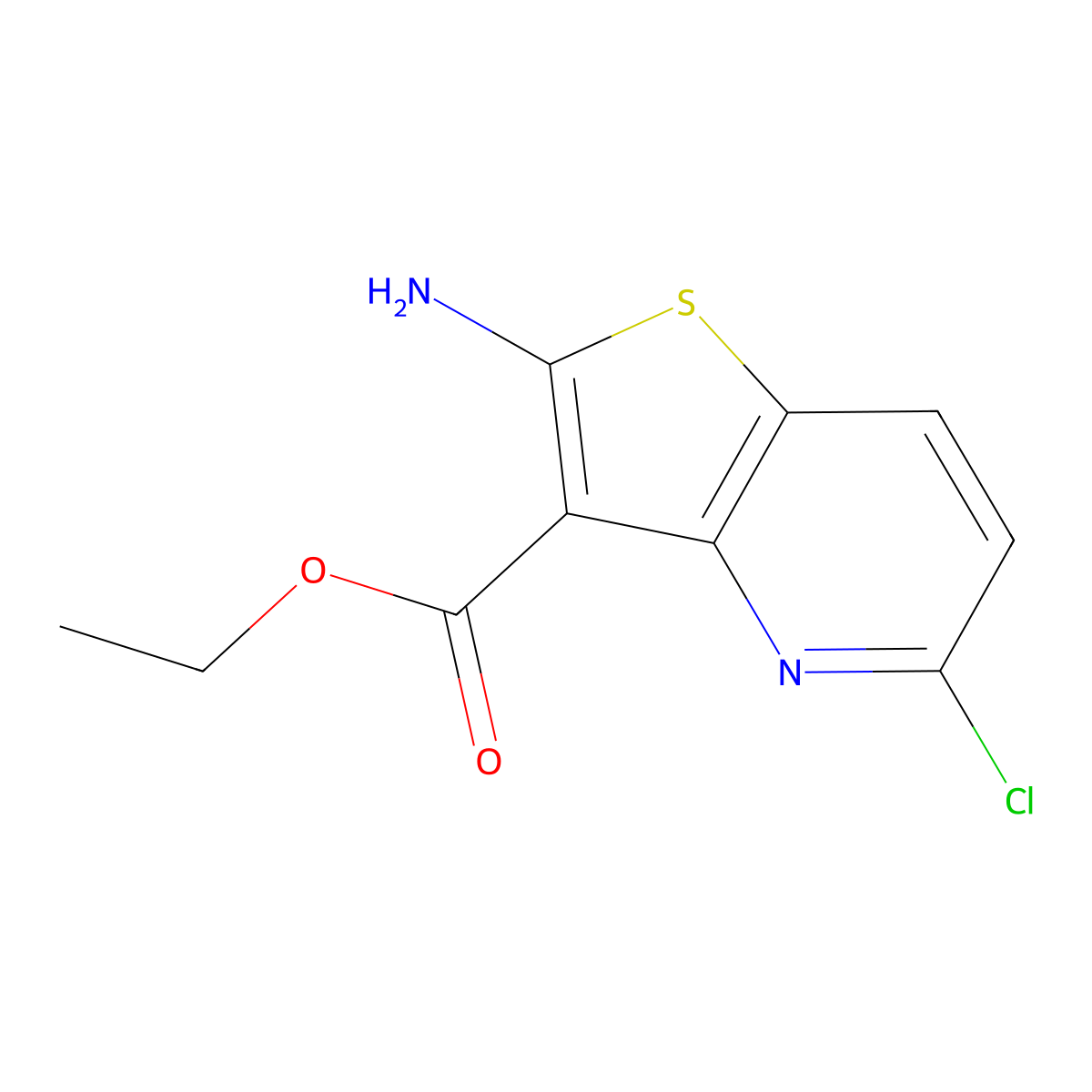 Ethyl 2-amino-5-chlorothieno[3,2-b]pyridine-3-carboxylate molecular structure, CAS 1194374-27-0