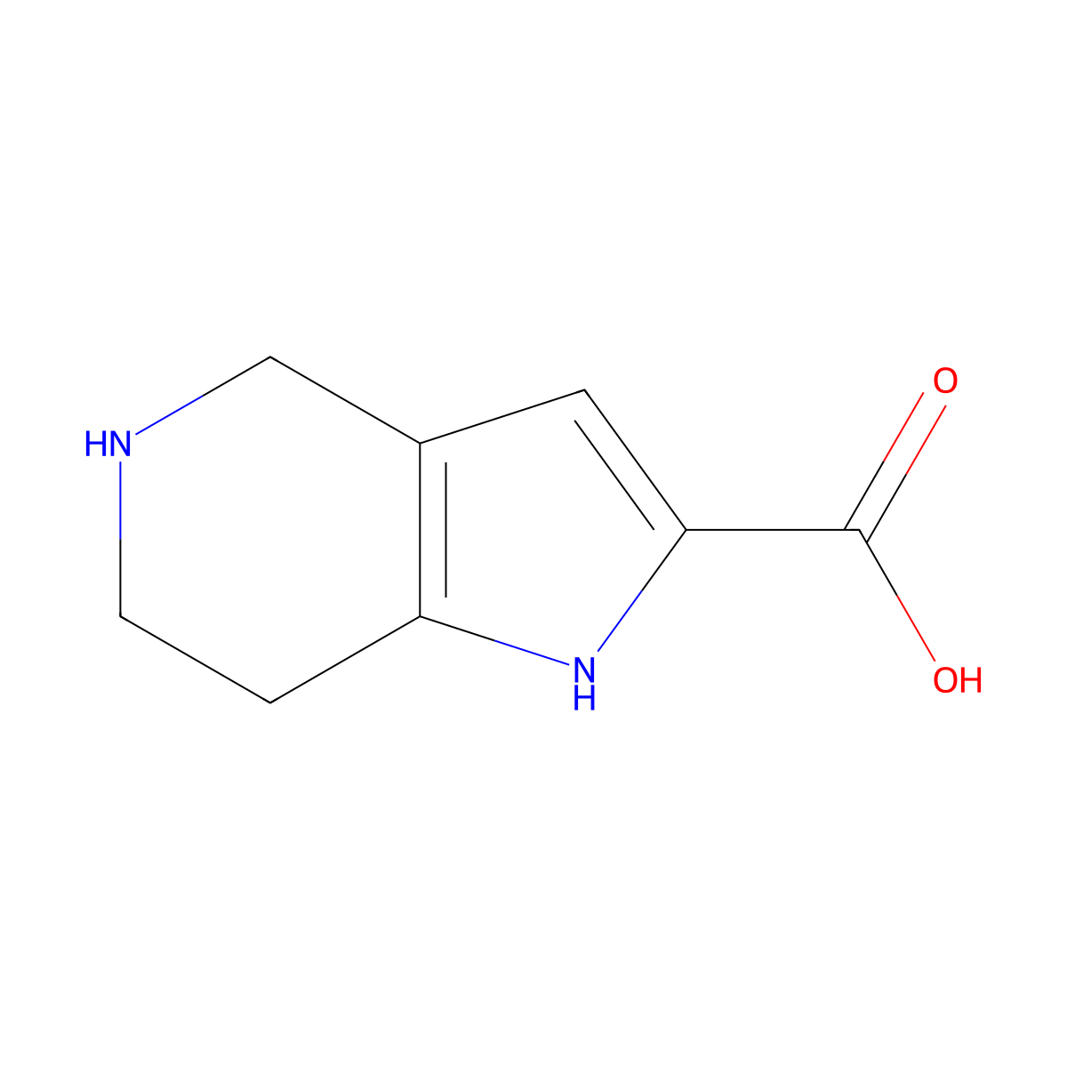 1H,4H,5H,6H,7H-pyrrolo[3,2-c]pyridine-2-carboxylic acid molecular structure, CAS 1194374-53-2