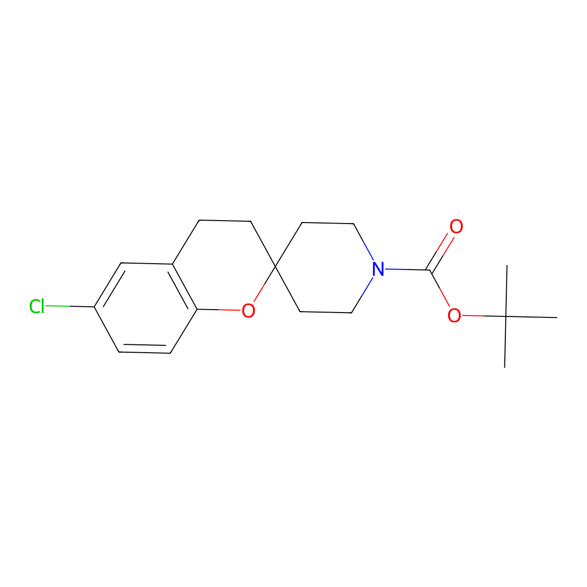Tert-butyl 6-chlorospiro[chromane-2,4'-piperidine]-1'-carboxylate molecular structure, CAS 1194374-61-2