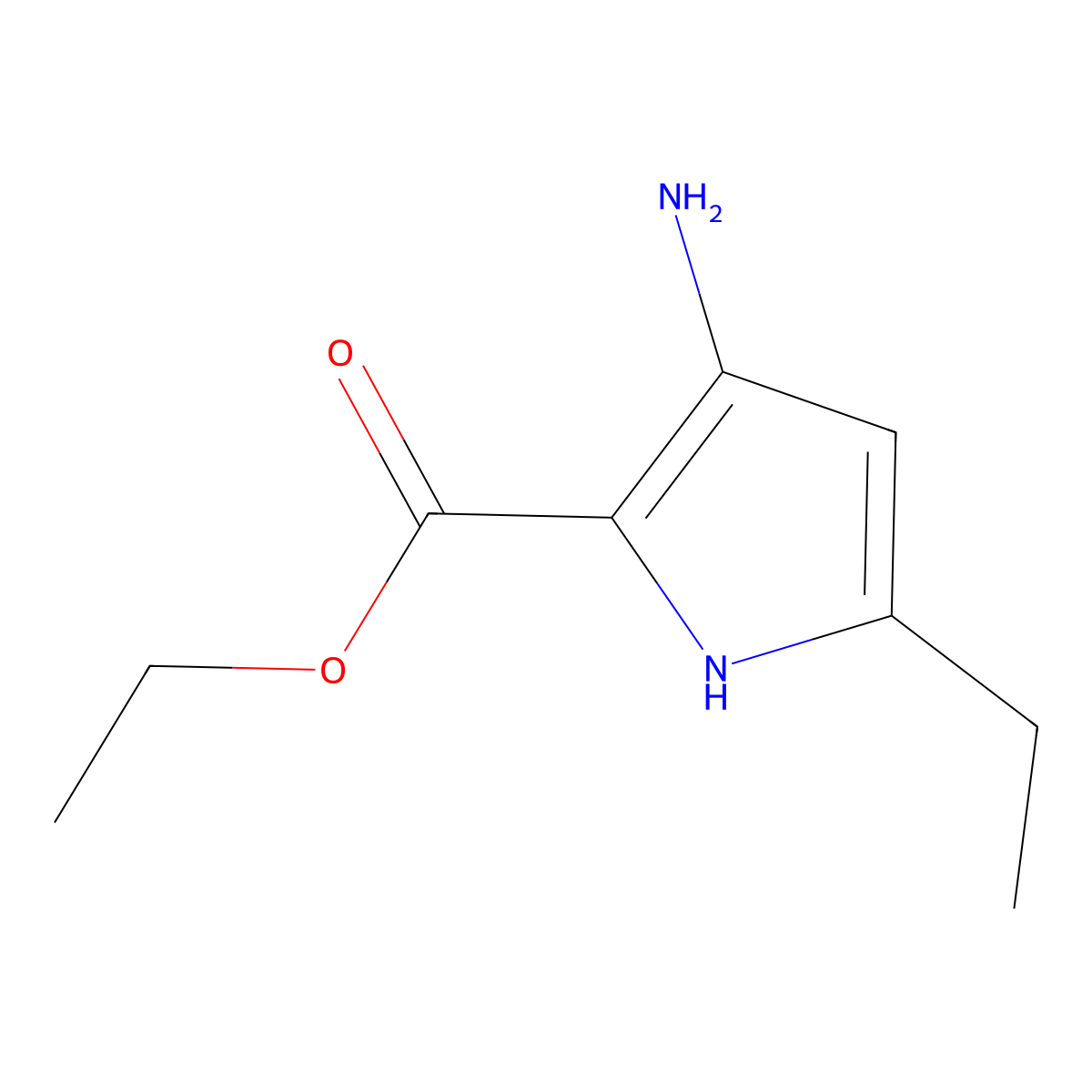 Ethyl 3-amino-5-ethyl-1H-pyrrole-2-carboxylate molecular structure, CAS 1194374-72-5