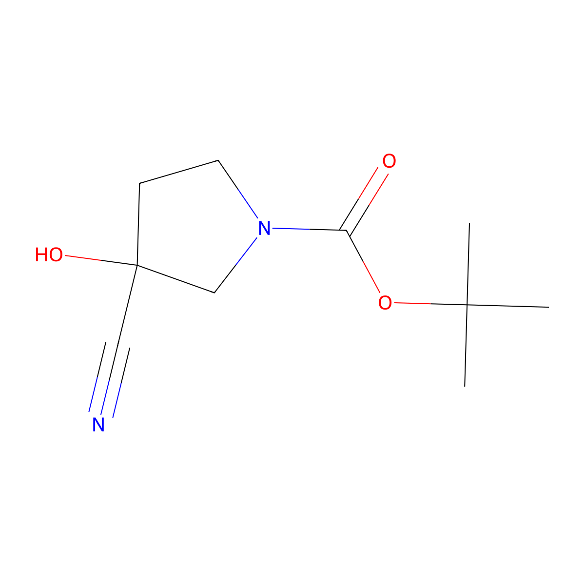 Tert-butyl 3-cyano-3-hydroxypyrrolidine-1-carboxylate molecular structure, CAS 1194376-31-2