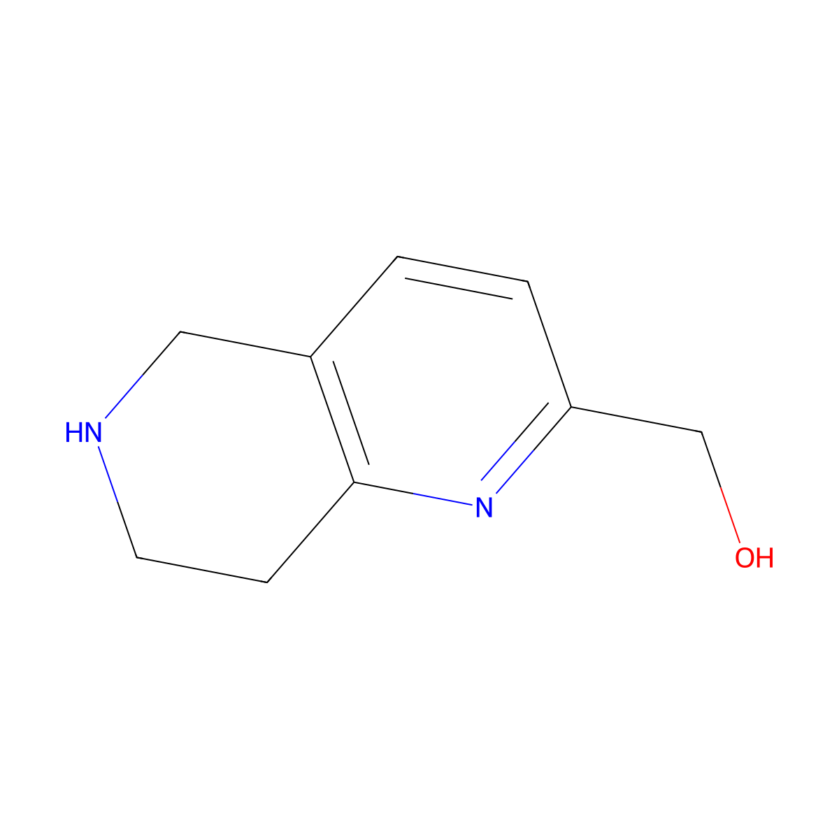 (5,6,7,8-Tetrahydro-1,6-naphthyridin-2-YL)methanol molecular structure, CAS 1194376-48-1