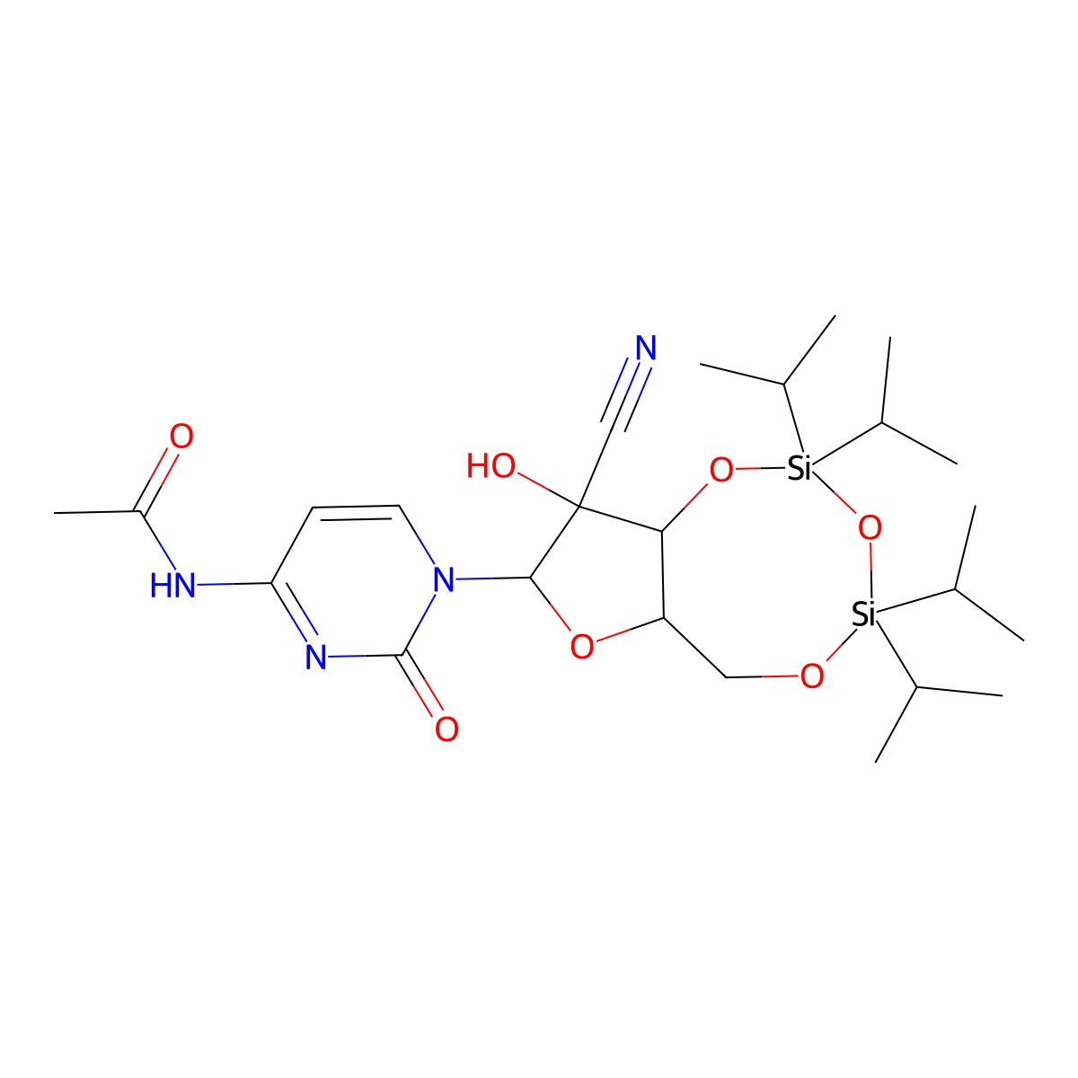 N-(1-((6AR,8R,9aR)-9-cyano-9-hydroxy-2,2,4,4-tetraisopropyltetrahydro-6H-furo[3,2-f][1,3,5,2,4]trioxadisilocin-8-yl)-2-oxo-1,2-dihydropyrimidin-4-yl)acetamide molecular structure, CAS 1194441-31-0