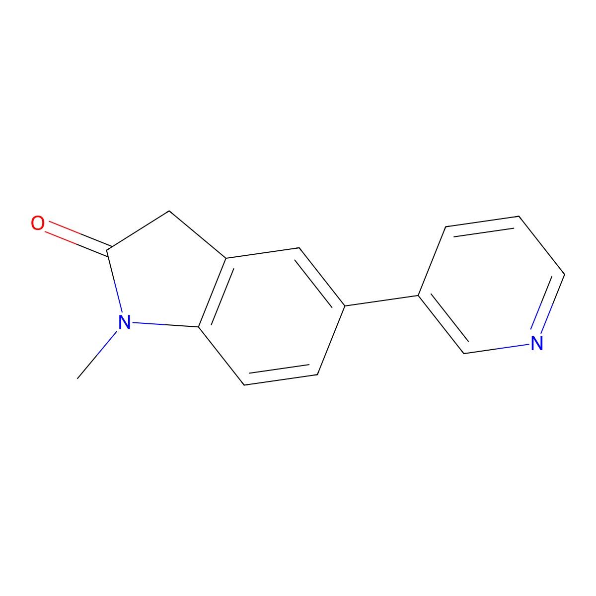 1-Methyl-5-(pyridin-3-yl)indolin-2-one molecular structure, CAS 1194452-17-9