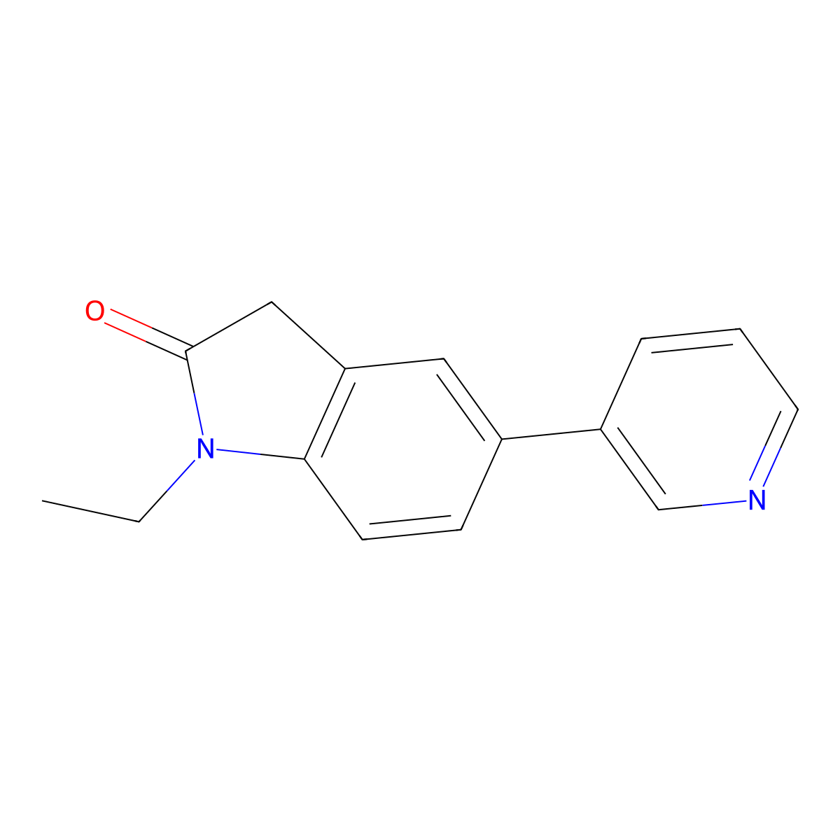 1-Ethyl-5-(pyridin-3-yl)indolin-2-one molecular structure, CAS 1194452-19-1
