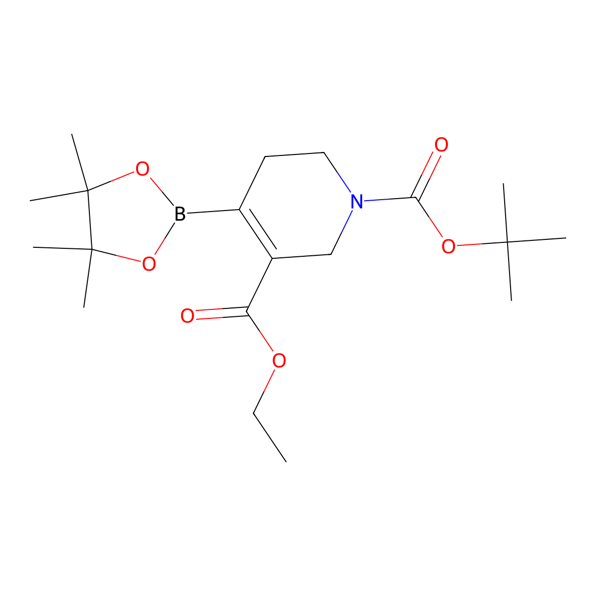 1-Tert-butyl 3-ethyl 4-(4,4,5,5-tetramethyl-1,3,2-dioxaborolan-2-YL)-5,6-dihydropyridine-1,3(2H)-dicarboxylate molecular structure, CAS 1194488-90-8