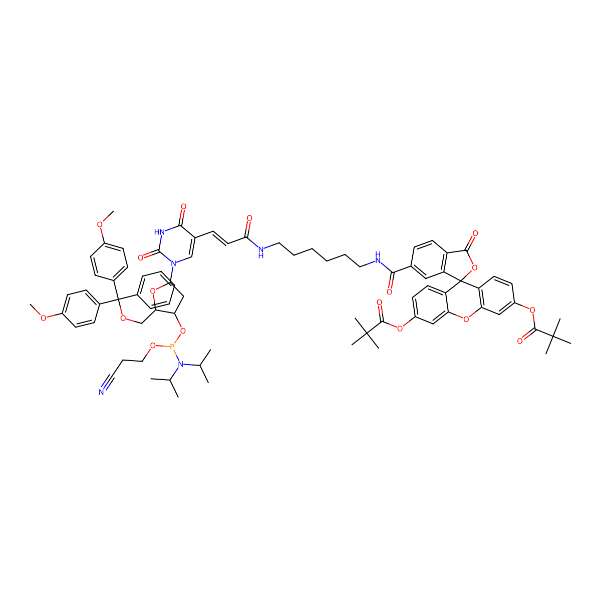 Fluorescein-dT phosphoramidite molecular structure, CAS 1194507-30-6