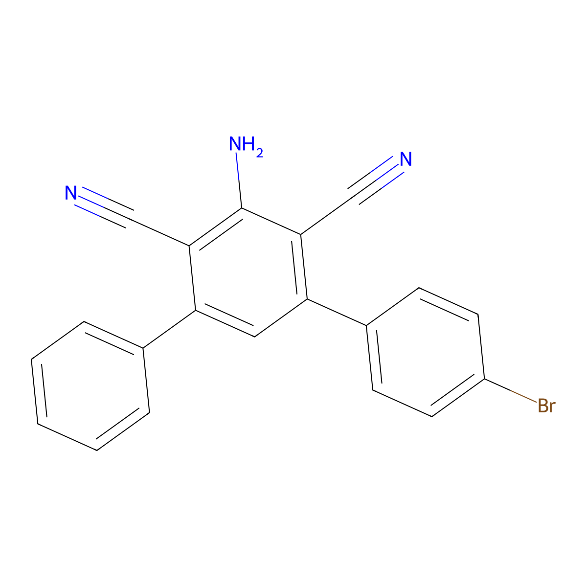 2-Amino-4-(4-bromophenyl)-6-phenylbenzene-1,3-dicarbonitrile molecular structure, CAS 119452-41-4
