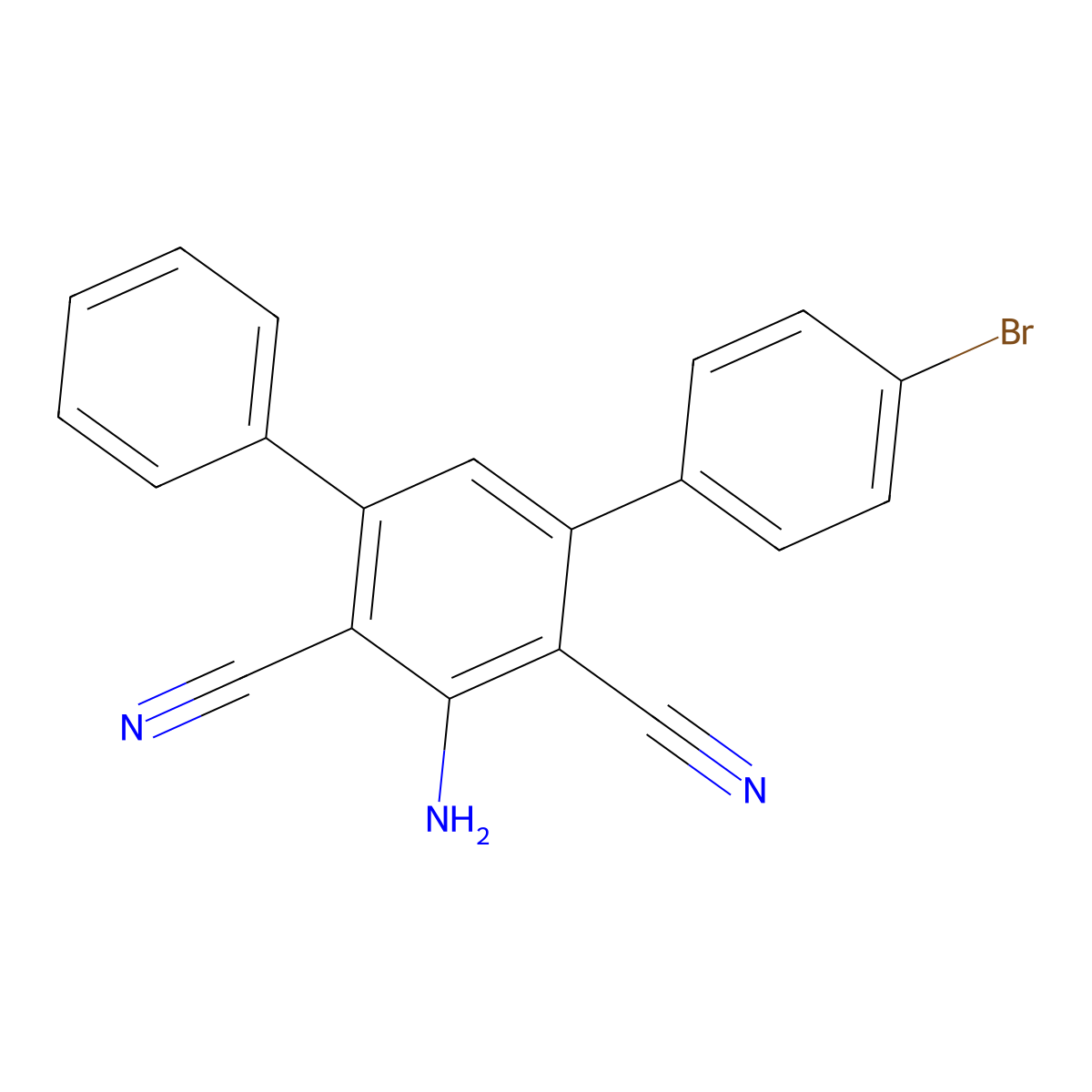 2-Amino-4-(4-bromophenyl)-6-phenylbenzene-1,3-dicarbonitrile molecular structure, CAS 119452-41-4