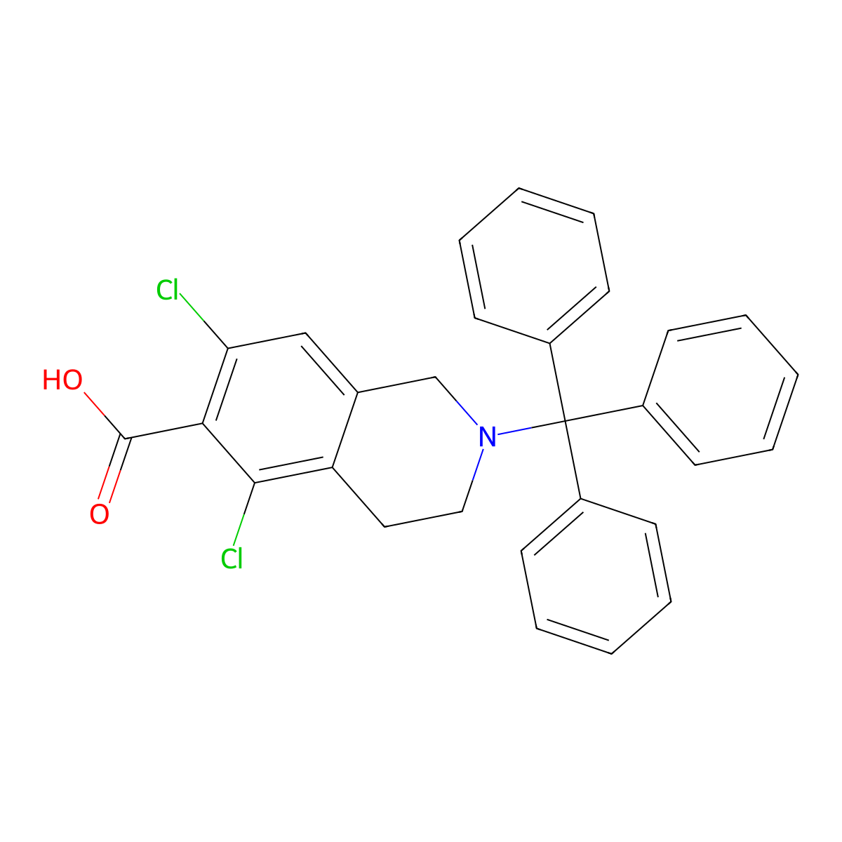 5,7-Dichloro-2-trityl-1,2,3,4-tetrahydroisoquinoline-6-carboxylic acid molecular structure, CAS 1194550-56-5