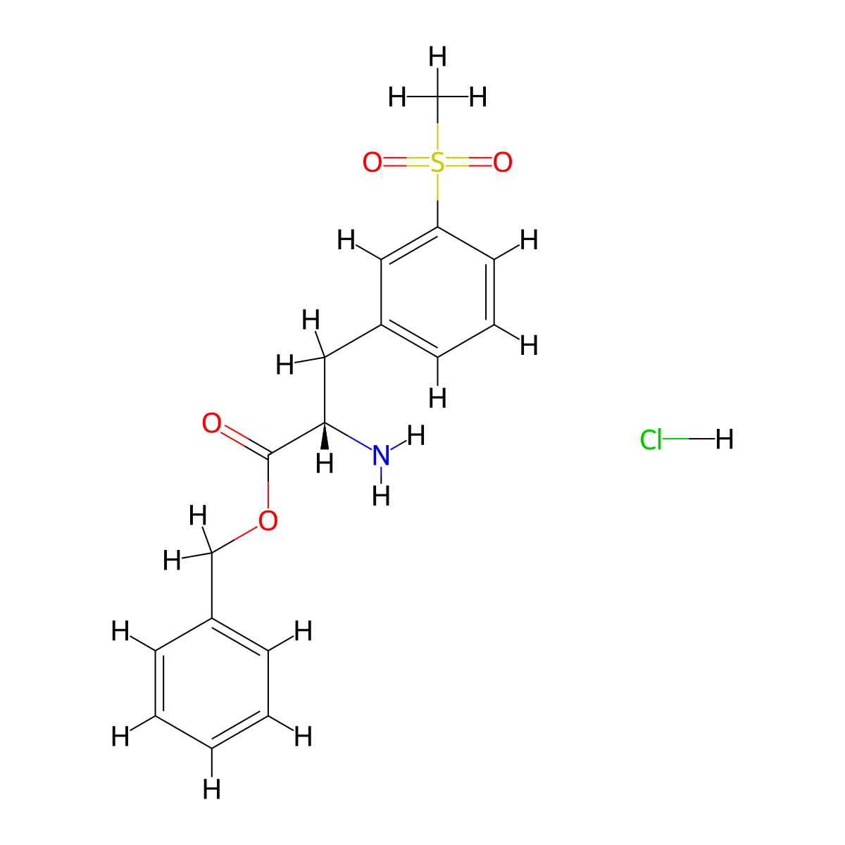 L-Phenylalanine, 3-(methylsulfonyl)-, phenylmethyl ester, hydrochloride (1:1) molecular structure, CAS 1194550-59-8