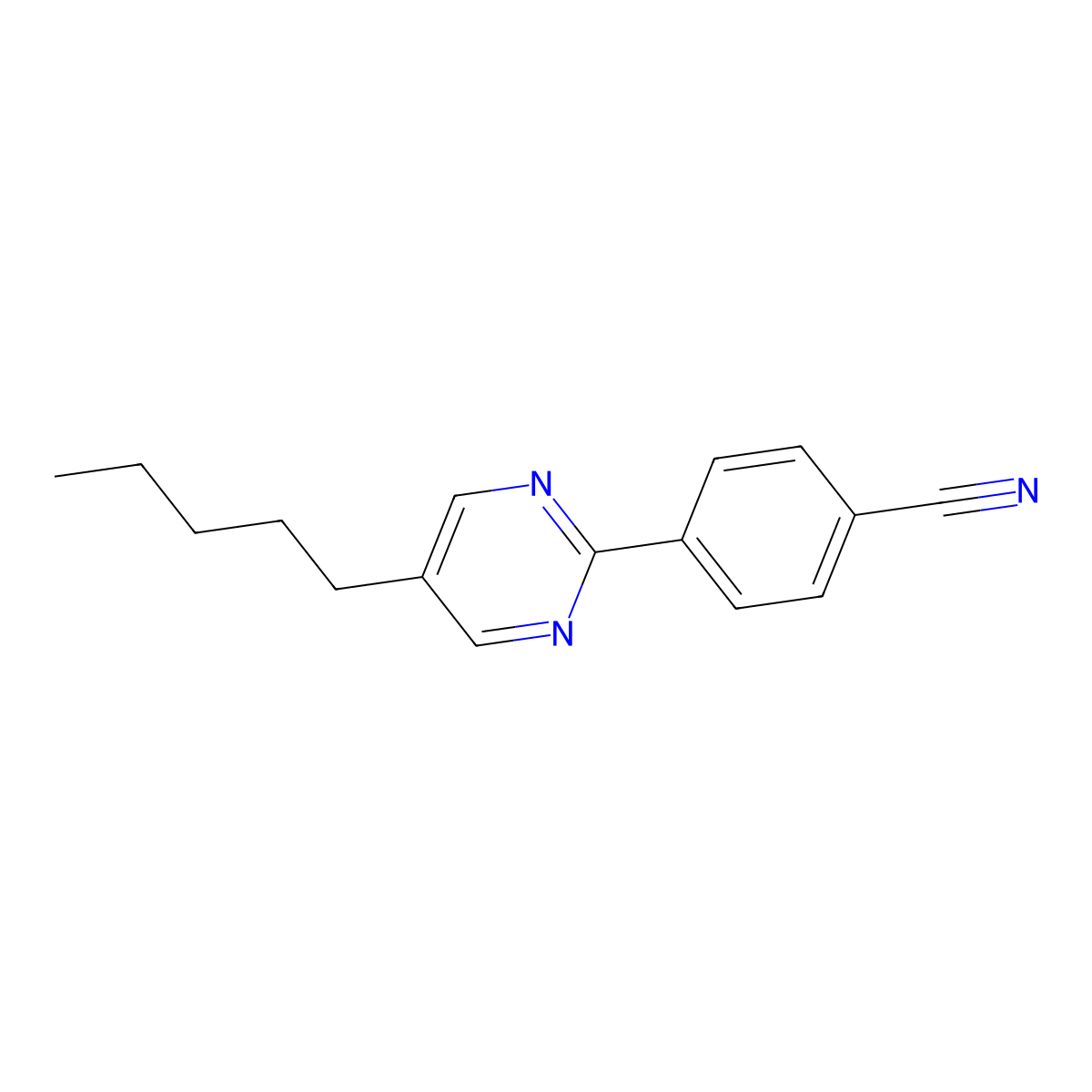 Benzonitrile, 4-(5-pentyl-2-pyrimidinyl)- molecular structure, CAS 119467-18-4