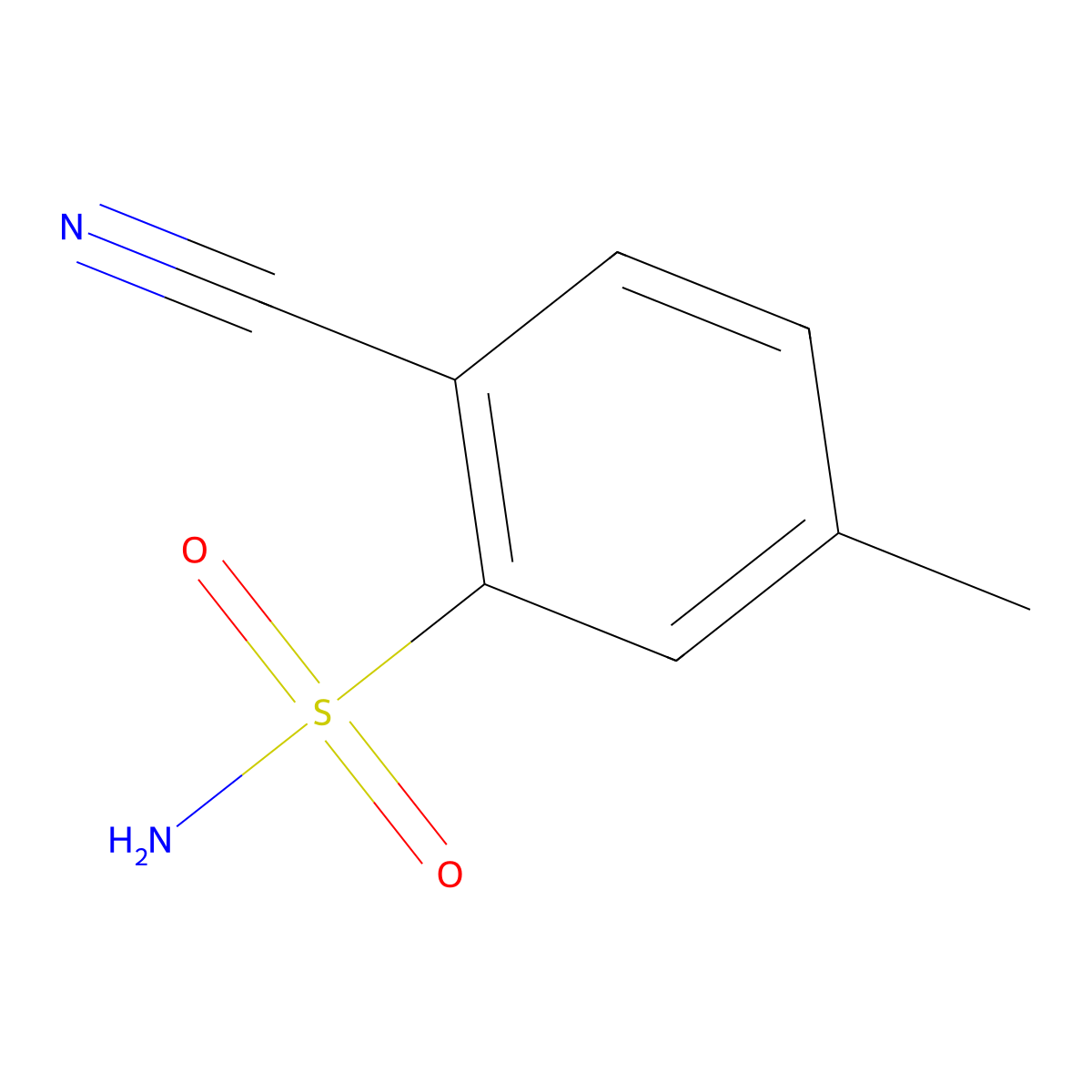 2-Cyano-5-methylbenzene-1-sulfonamide molecular structure, CAS 1194687-97-2