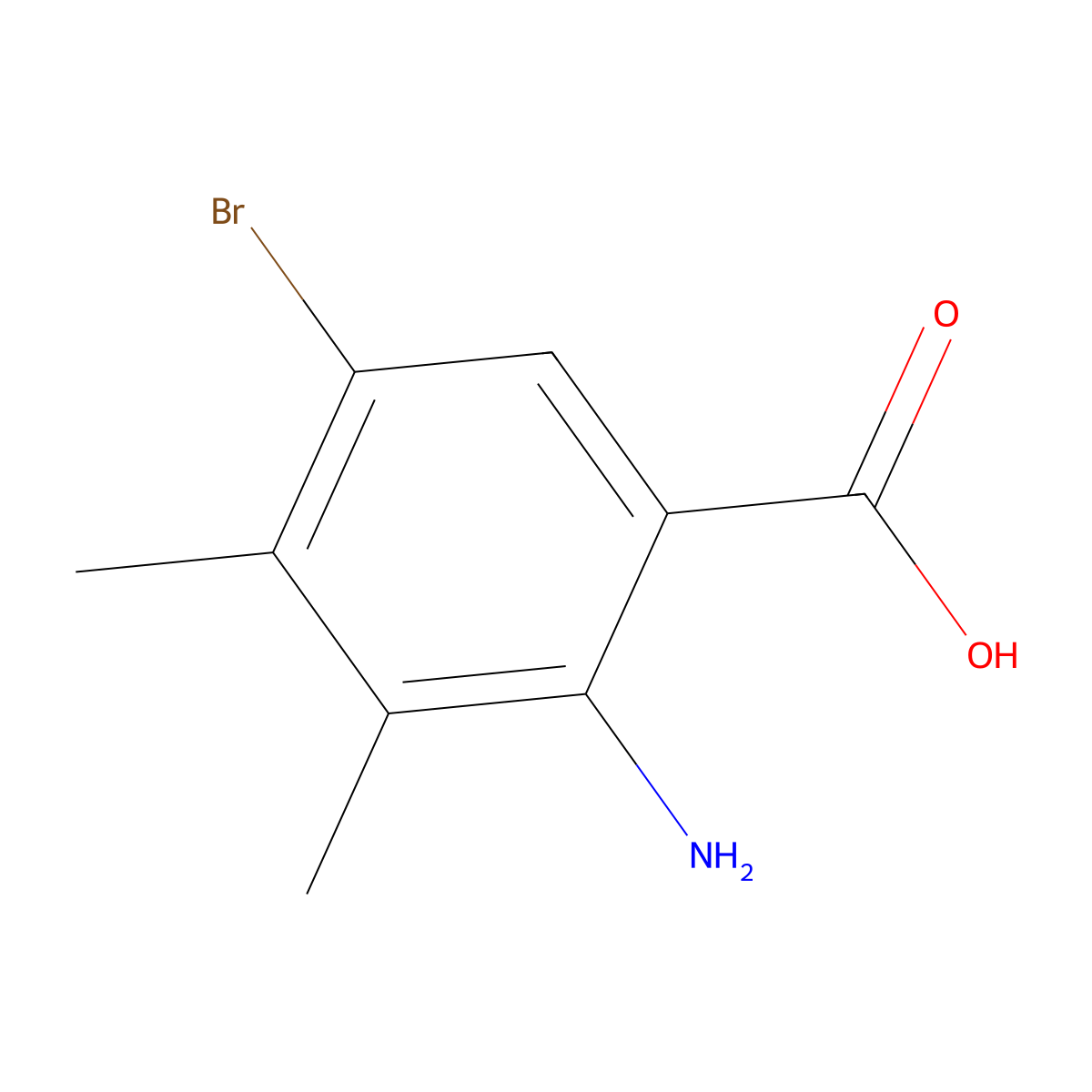 2-Amino-5-bromo-3,4-dimethylbenzoic acid molecular structure, CAS 1194709-31-3