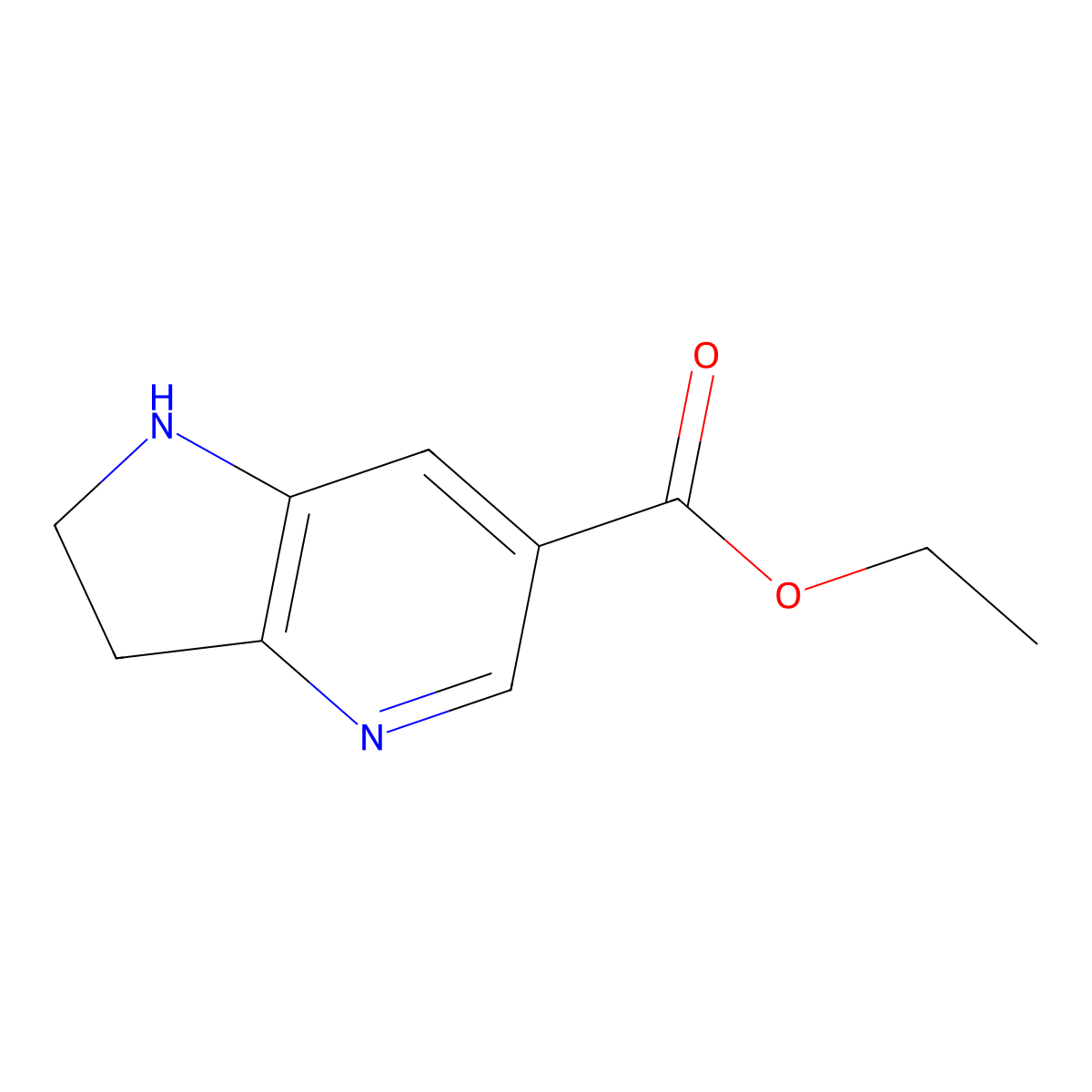 Ethyl 1H,2H,3H-pyrrolo[3,2-B]pyridine-6-carboxylate molecular structure, CAS 1194732-42-7