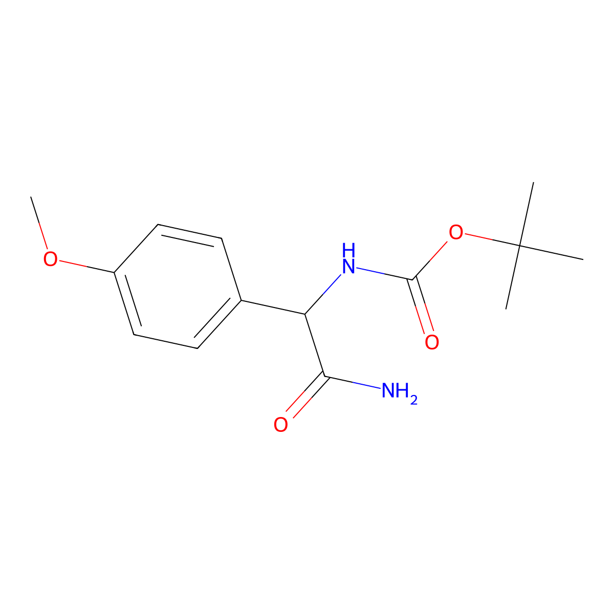 Tert-butyl (2-amino-1-(4-methoxyphenyl)-2-oxoethyl)carbamate molecular structure, CAS 1194752-53-8