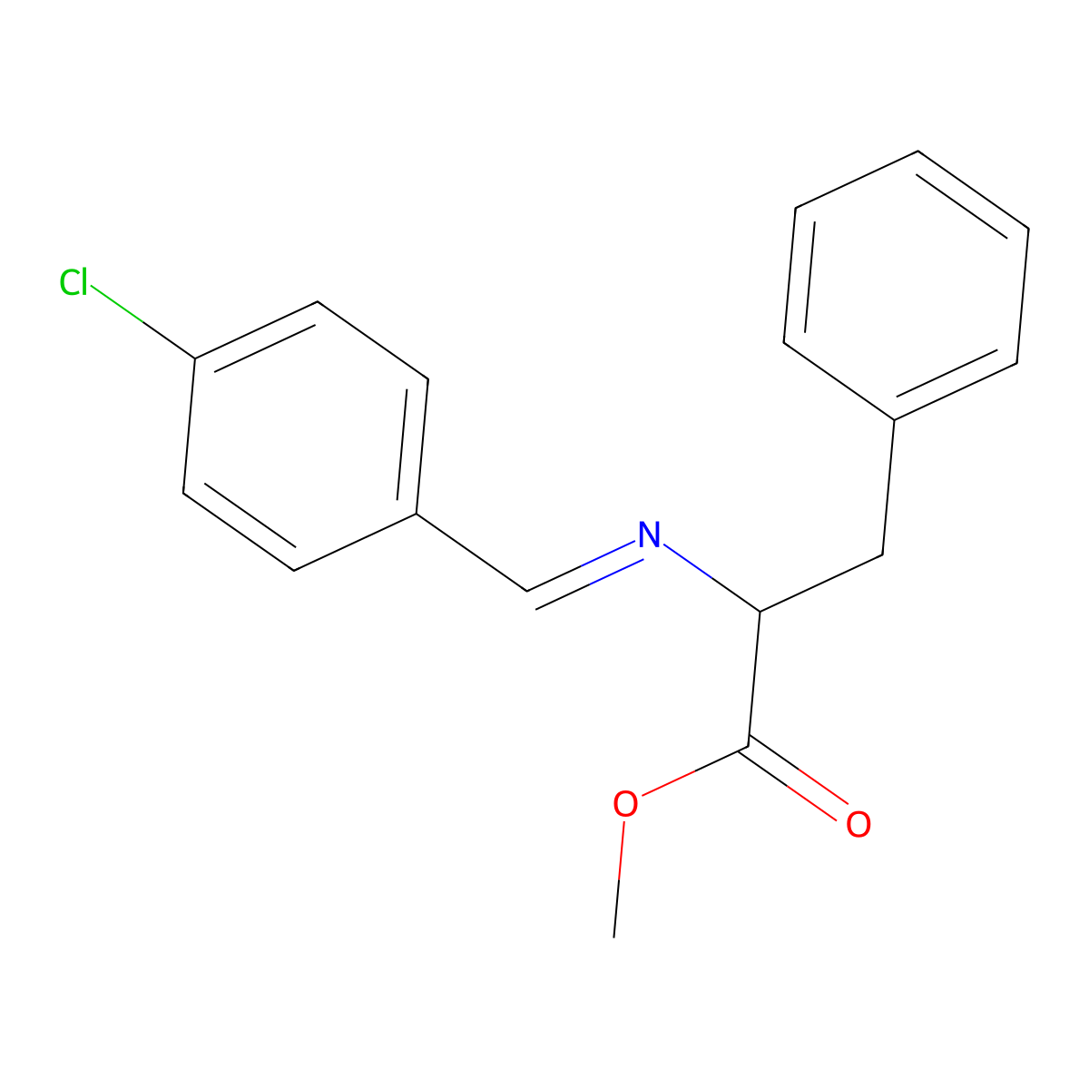 Methyl 2-{[(4-chlorophenyl)methylene]amino}-3-phenylpropanoate molecular structure, CAS 1194761-35-7