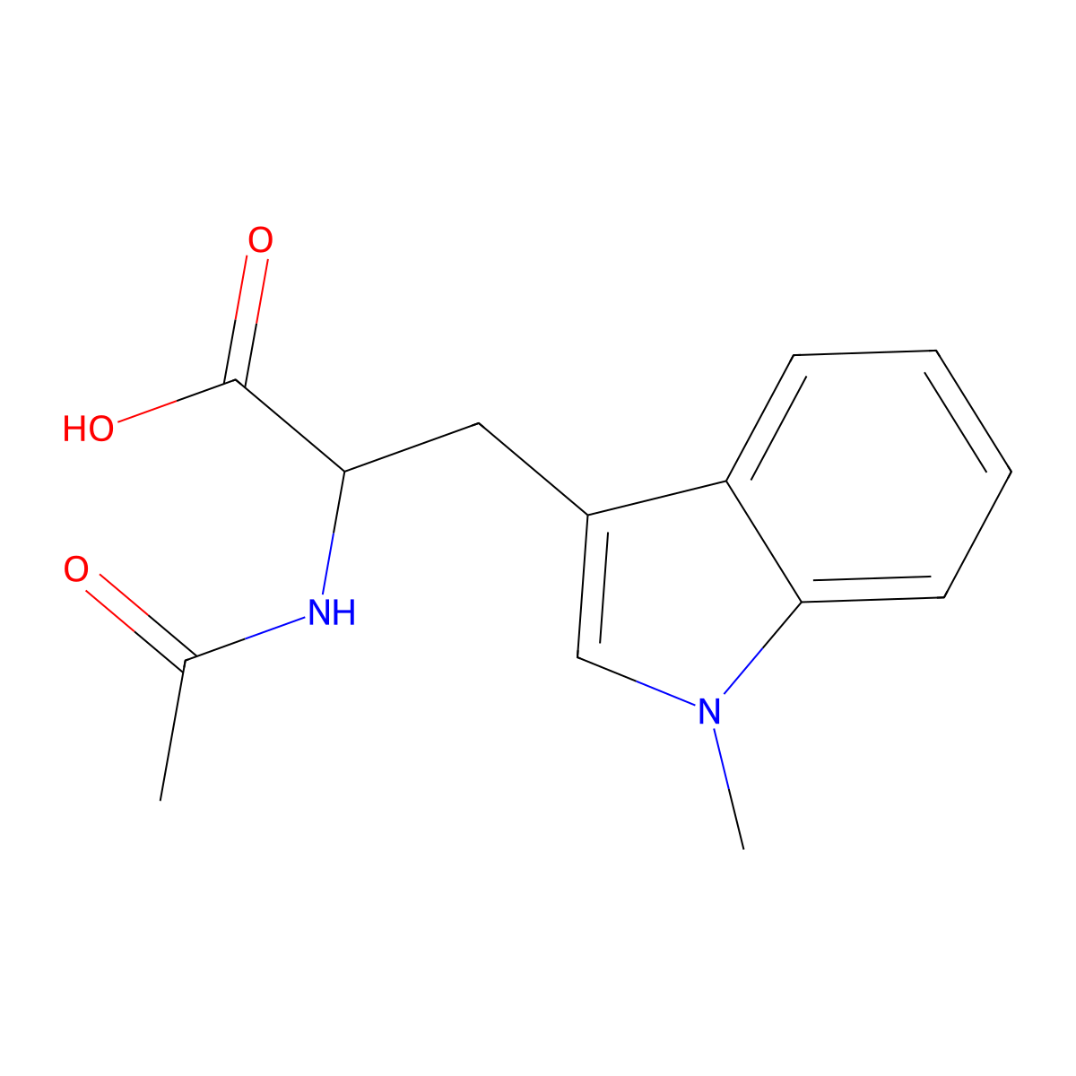 (2S)-2-acetamido-3-(1-methyl-1H-indol-3-yl)propanoic acid molecular structure, CAS 1194767-38-8