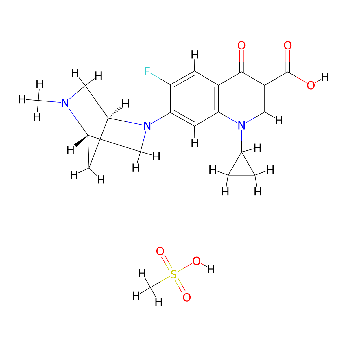 Danofloxacin Mesylate molecular structure, CAS 119478-55-6