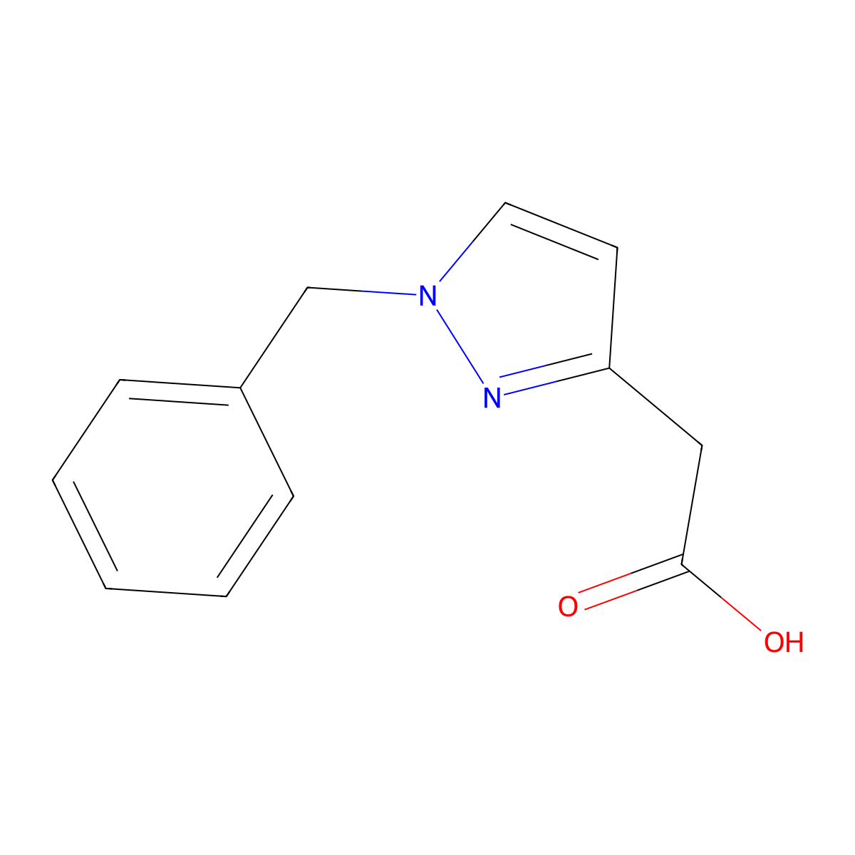 2-(1-Benzyl-1H-pyrazol-3-yl)acetic acid molecular structure, CAS 1194803-69-4