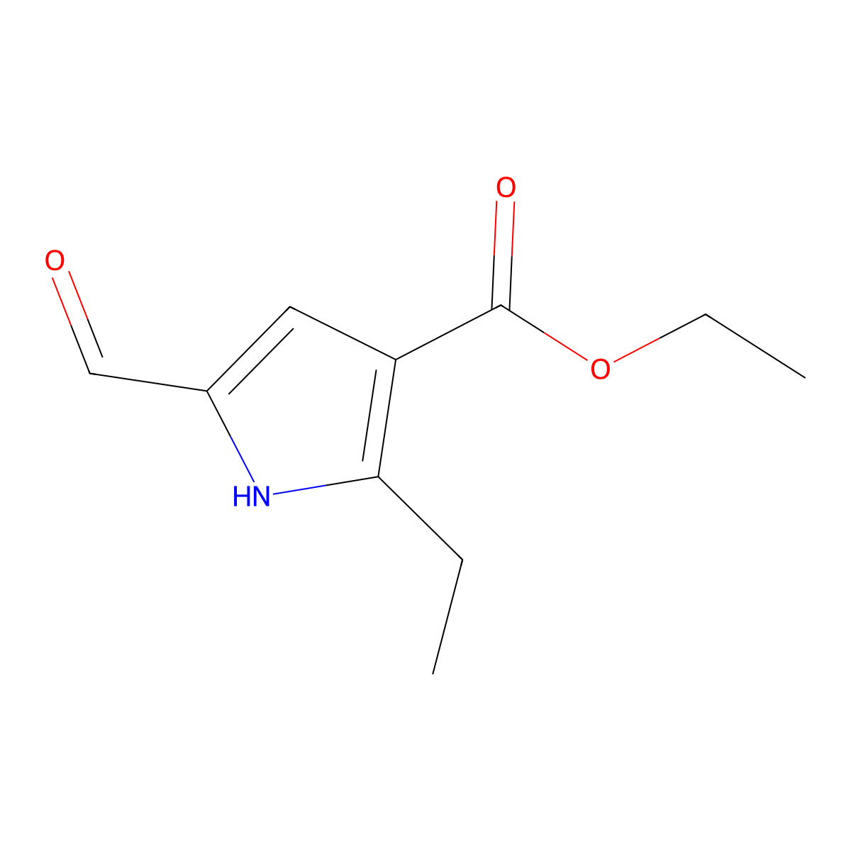 ethyl 2-ethyl-5-formyl-1H-pyrrole-3-carboxylate molecular structure, CAS 1194826-20-4
