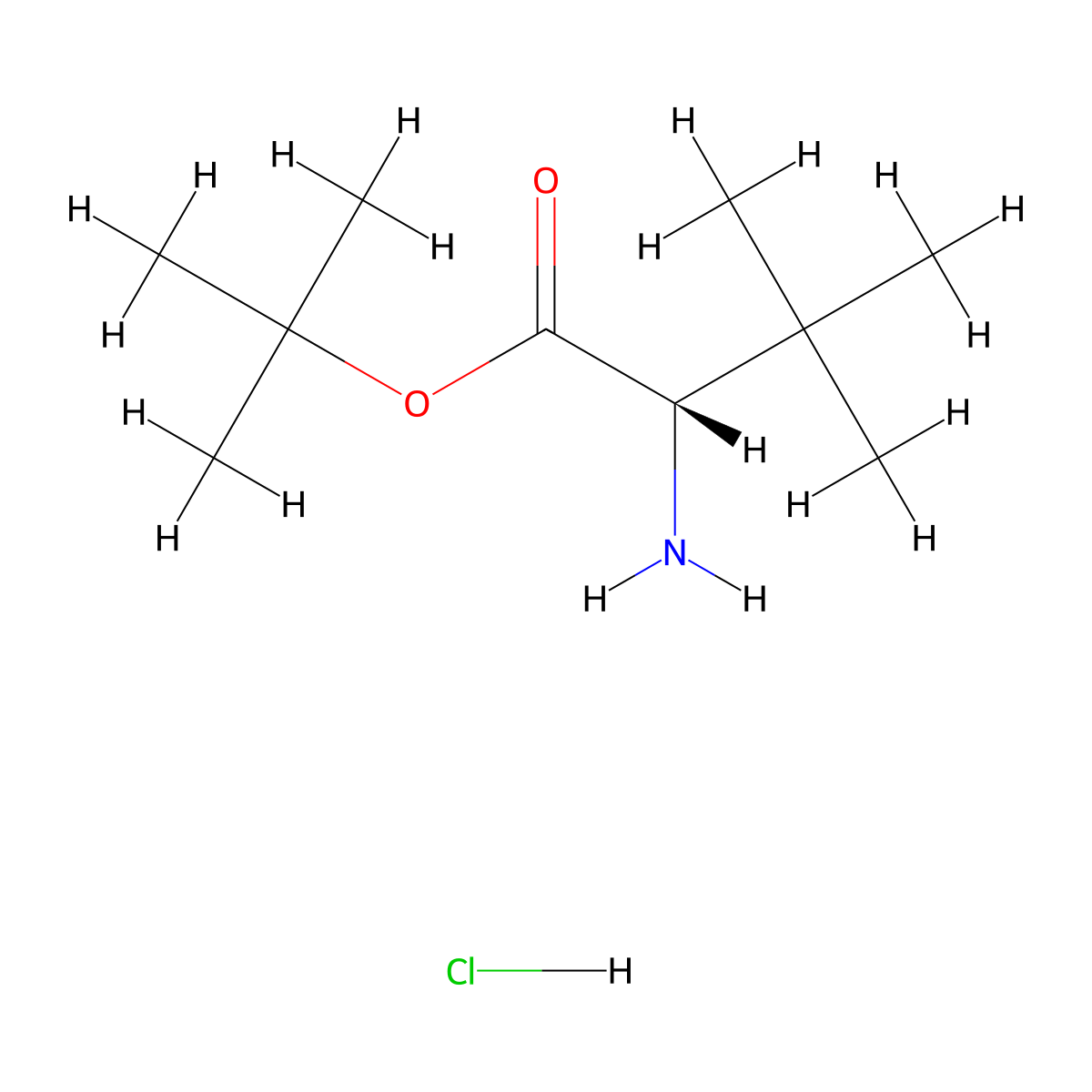 tert-butyl (2S)-2-amino-3,3-dimethylbutanoate hydrochloride molecular structure, CAS 119483-45-3